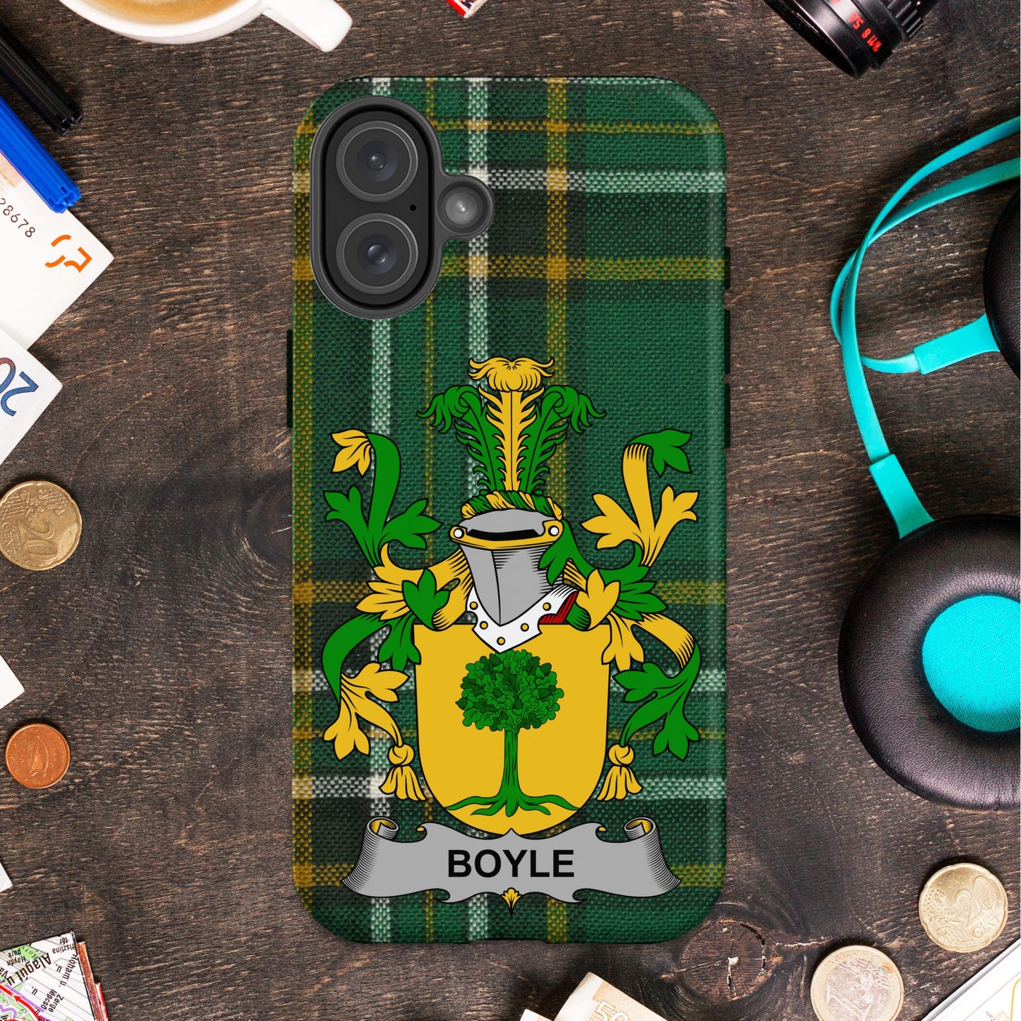 Boyle Irish Surname Family Crest Cell phone cover - Celtic Ancestry Gifts