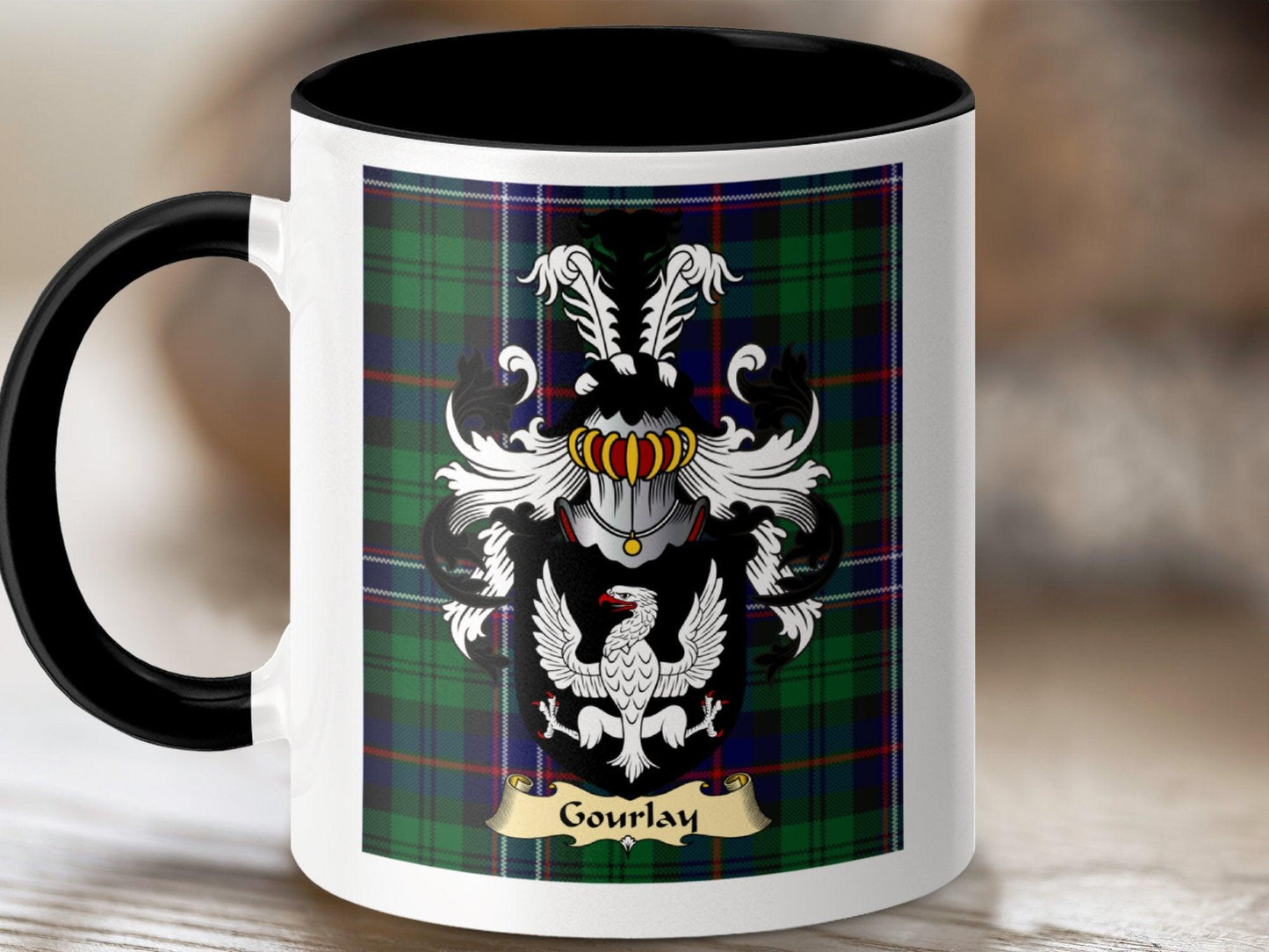 Gourlay Clan Surname Coat Of Arms Scottish Mug - Celtic Ancestry Gifts