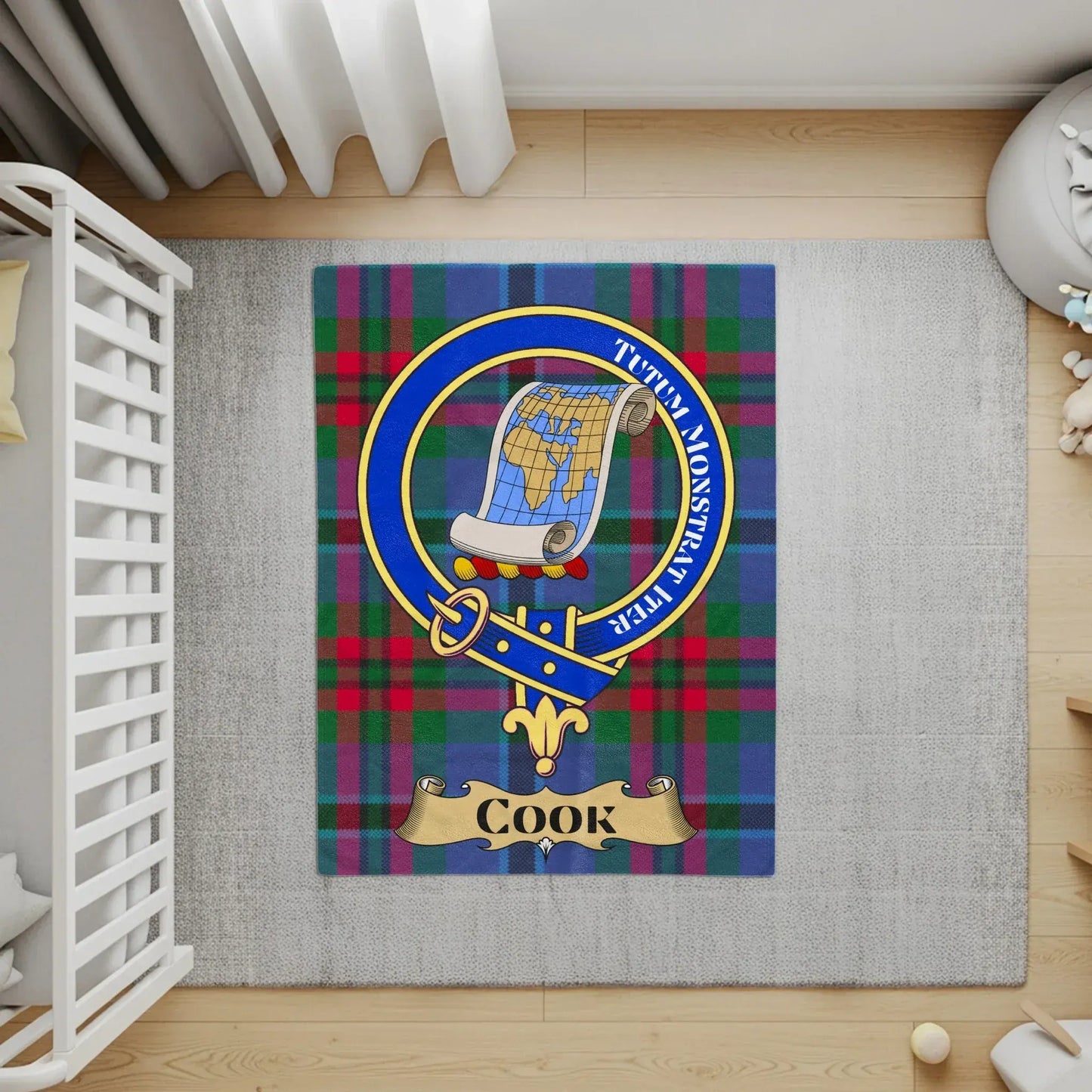 Scottish Clan Cook Plaid Crest Area Rug product