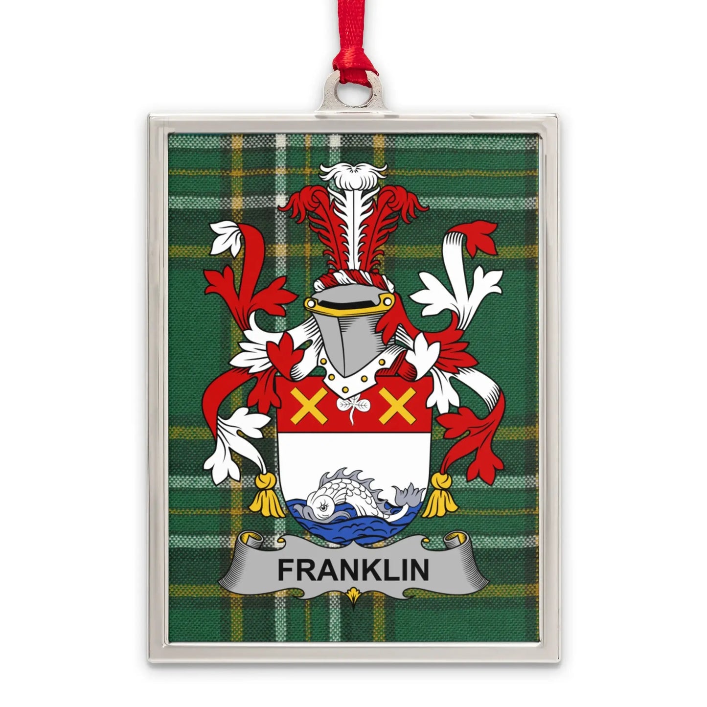 Franklin Family Crest Plaque with Tartan Background product
