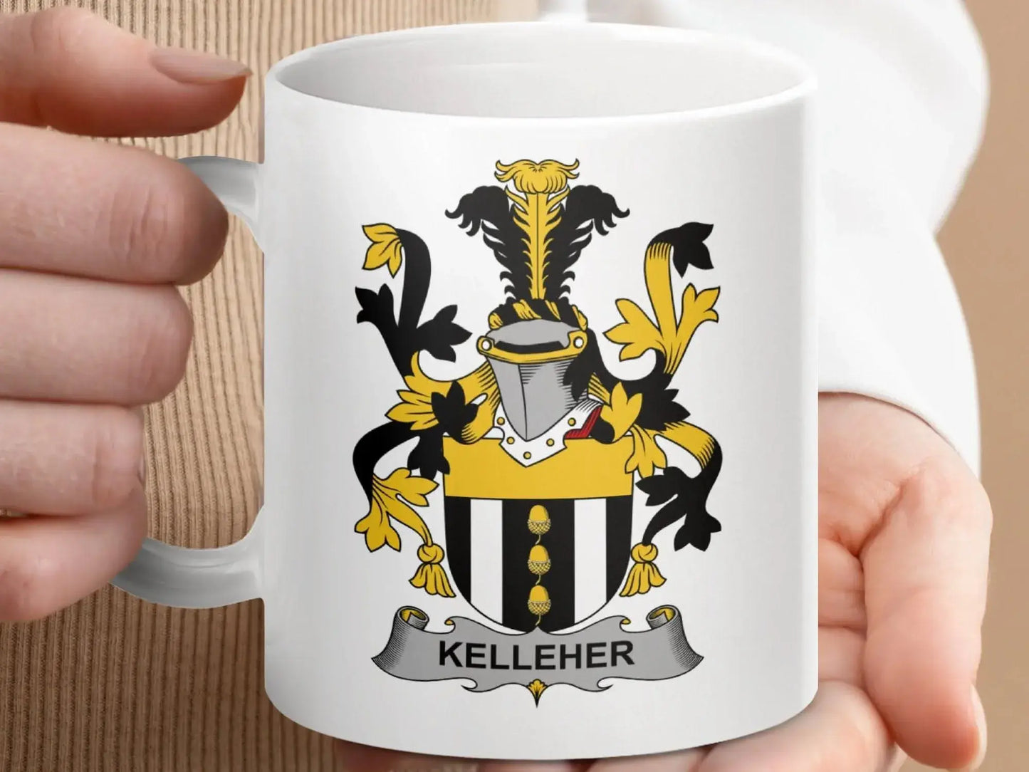 Kelleher Irish Coat Of Arms Family Crest Heritage Mug - Celtic Ancestry Gifts
