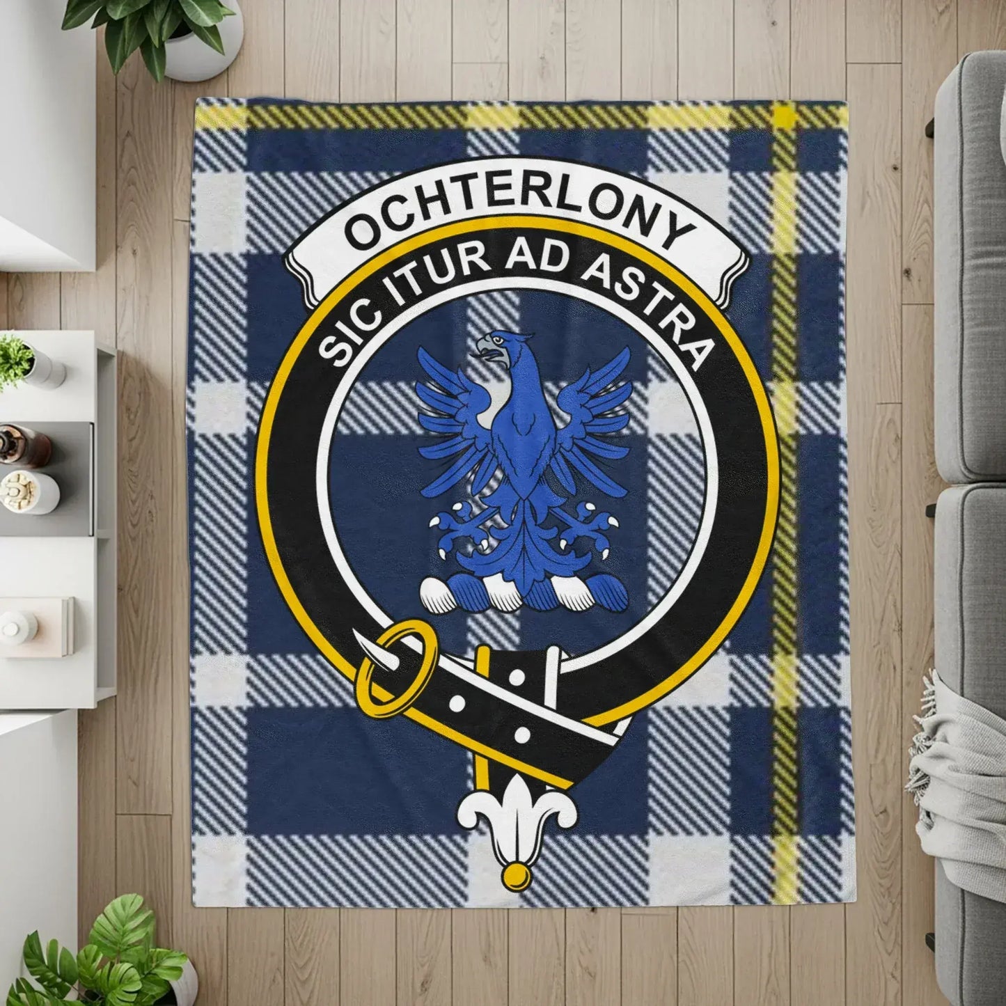 Ochterlony Sic Itur Ad Astra Blue Plaid Blanket product