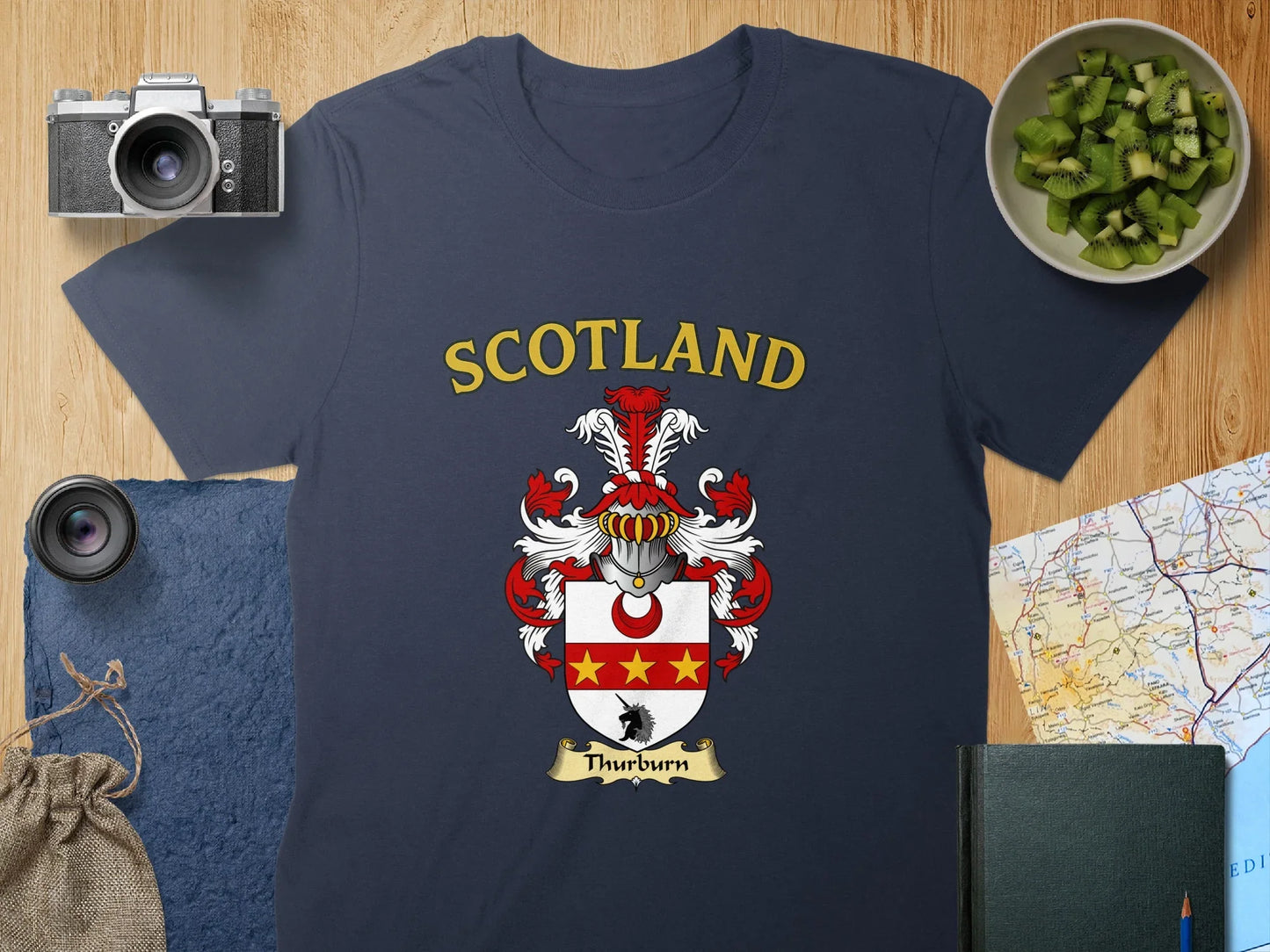 Scotland Crest and Stars Design on Navy Blue T-shirt product type