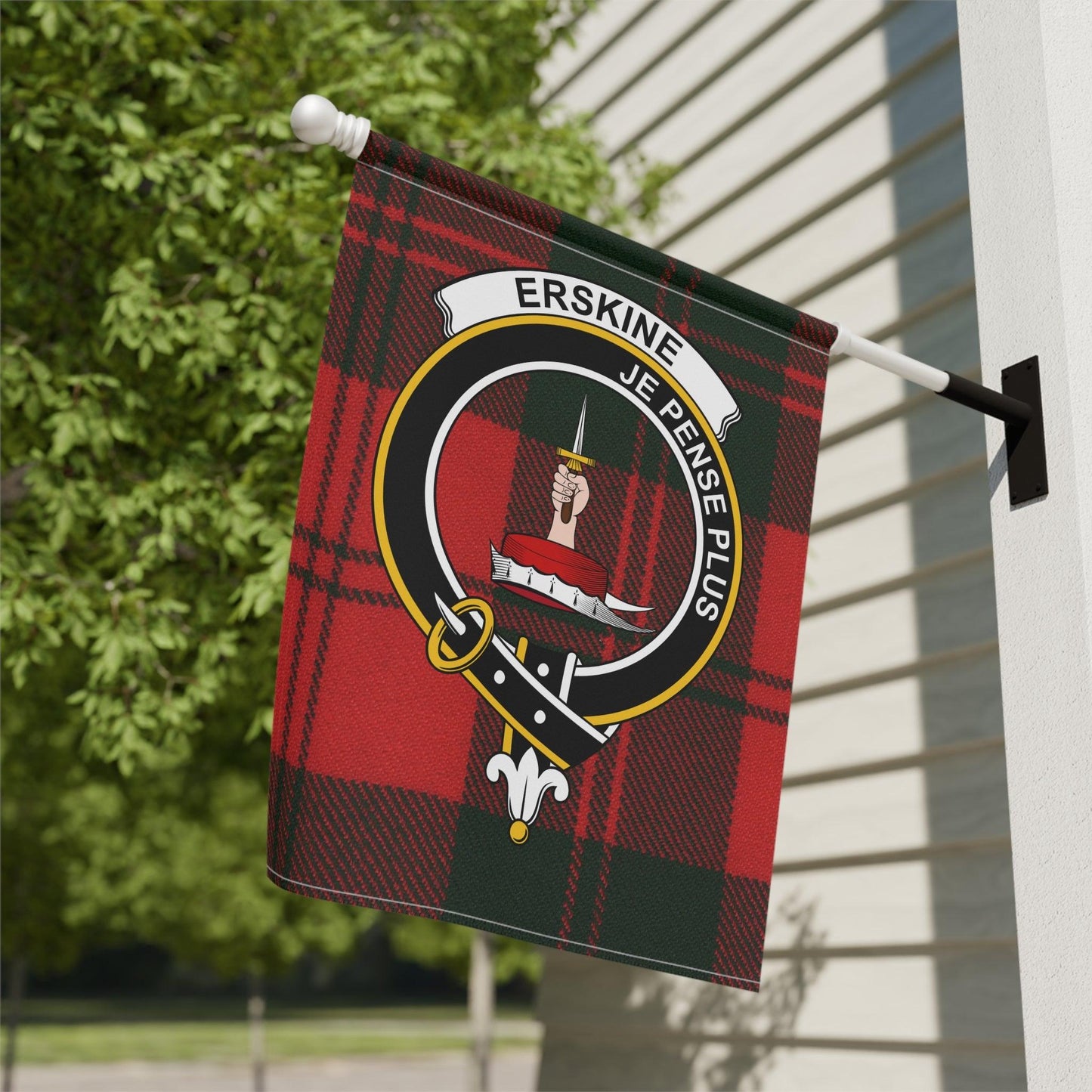 Erskine Clan Scottish Tartan Garden Flag - Celtic Ancestry Gifts
