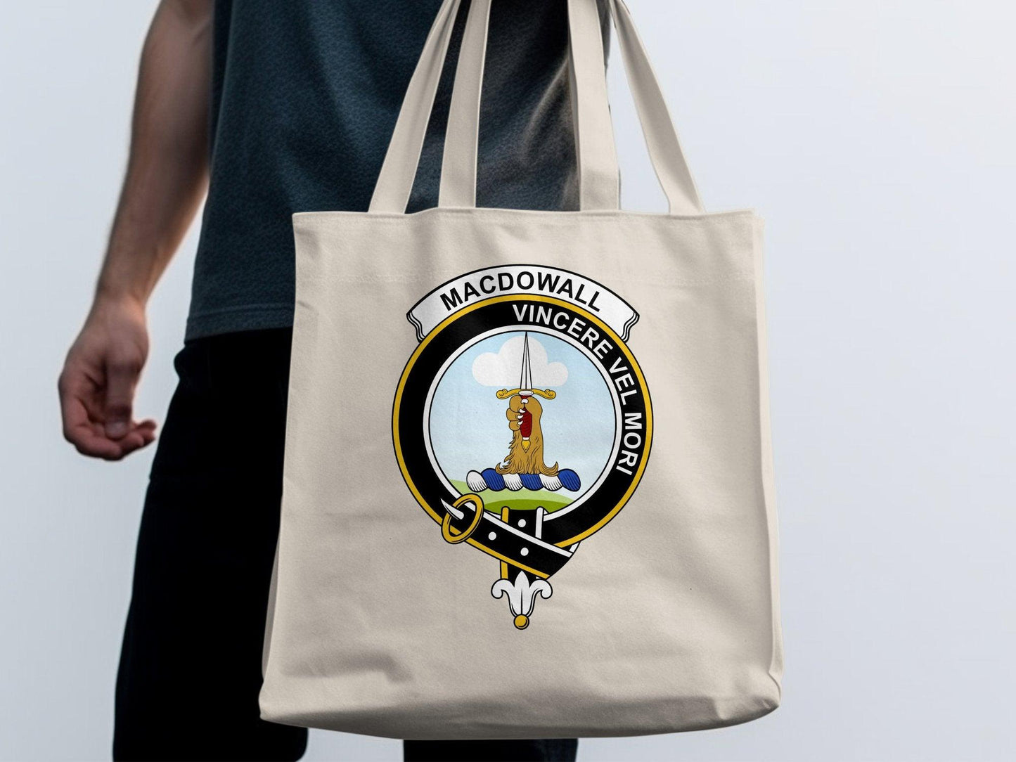 Macdowall Clan Crest Tote Bags - Celtic Ancestry Gifts
