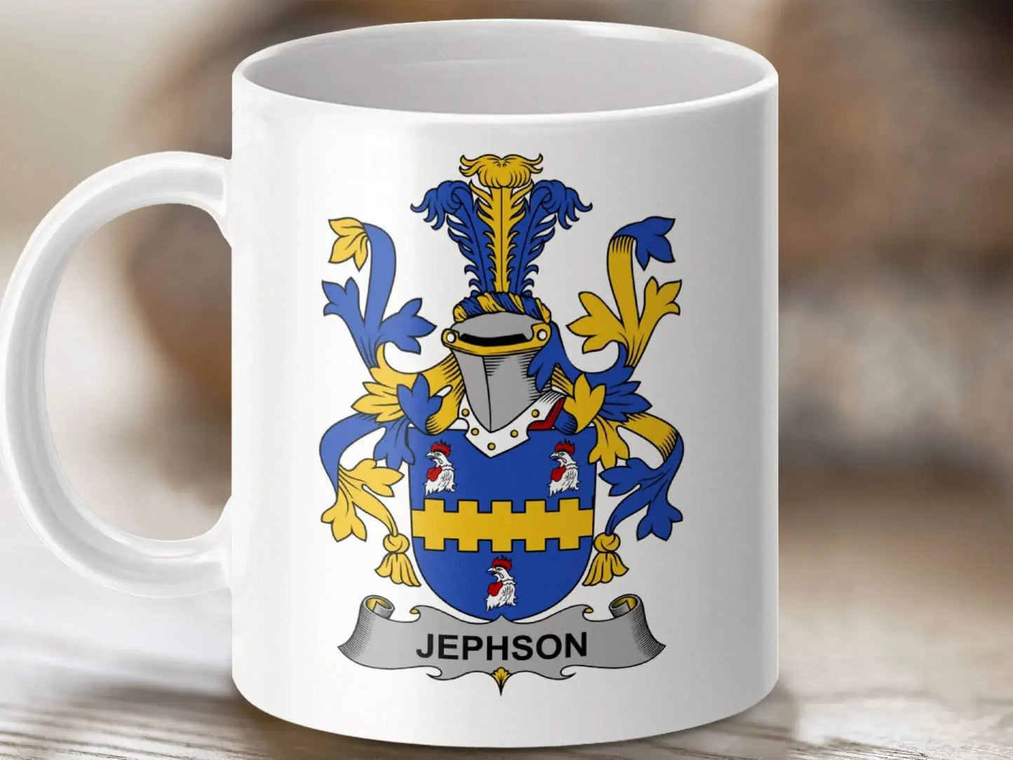 Jephson Surname Irish Coat Family Crest Novelty Coffee mug - Celtic Ancestry Gifts