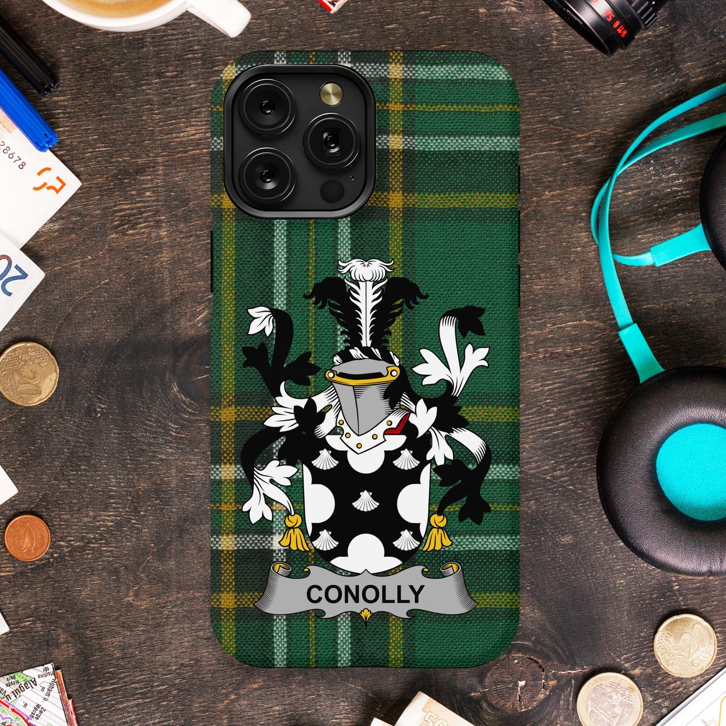Conolly Coat of Arms Plaid Design Phone Case product