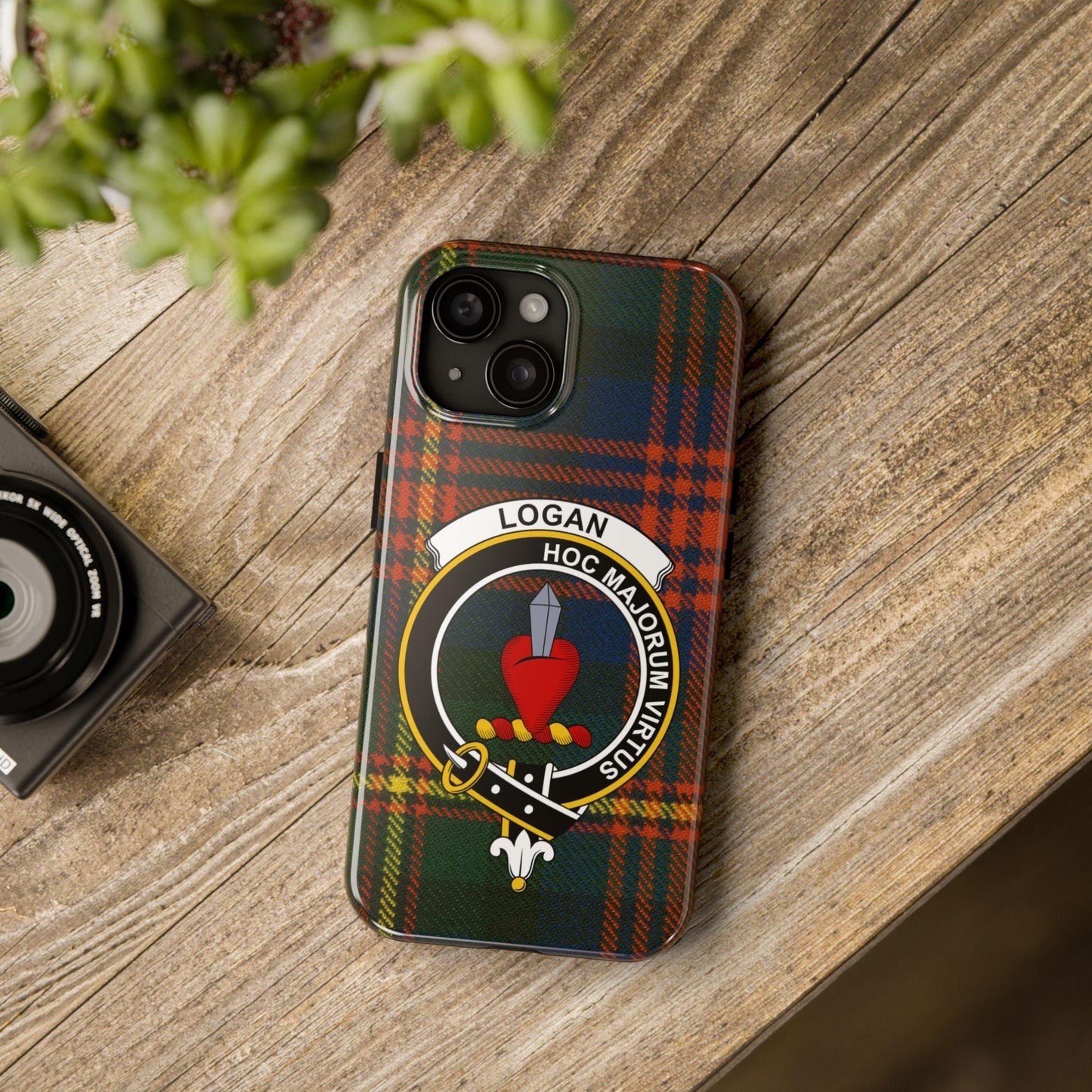 Logan Scottish Clan Crest Tartan Background Cell Phone Case - Celtic Ancestry Gifts