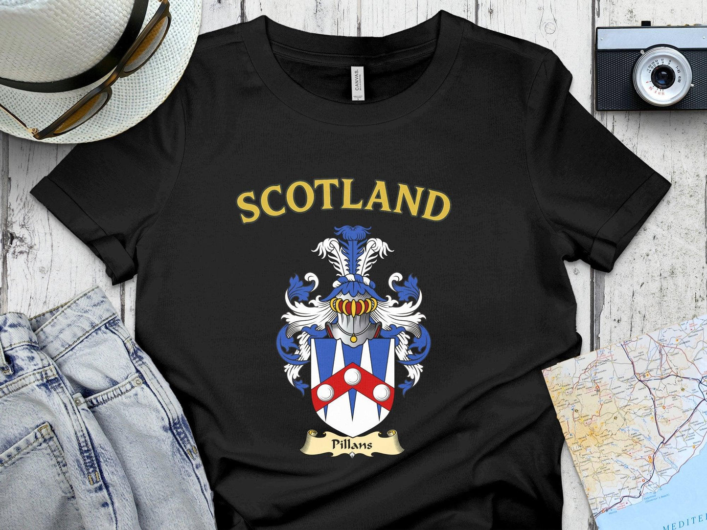 Scotland Heraldic Crest Vintage Black T-Shirt product type