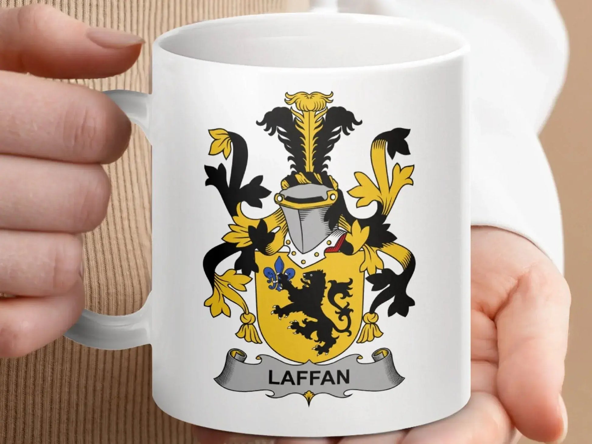 Laffan Irish Coat Arms Family Crest Surname Gift Mug - Celtic Ancestry Gifts