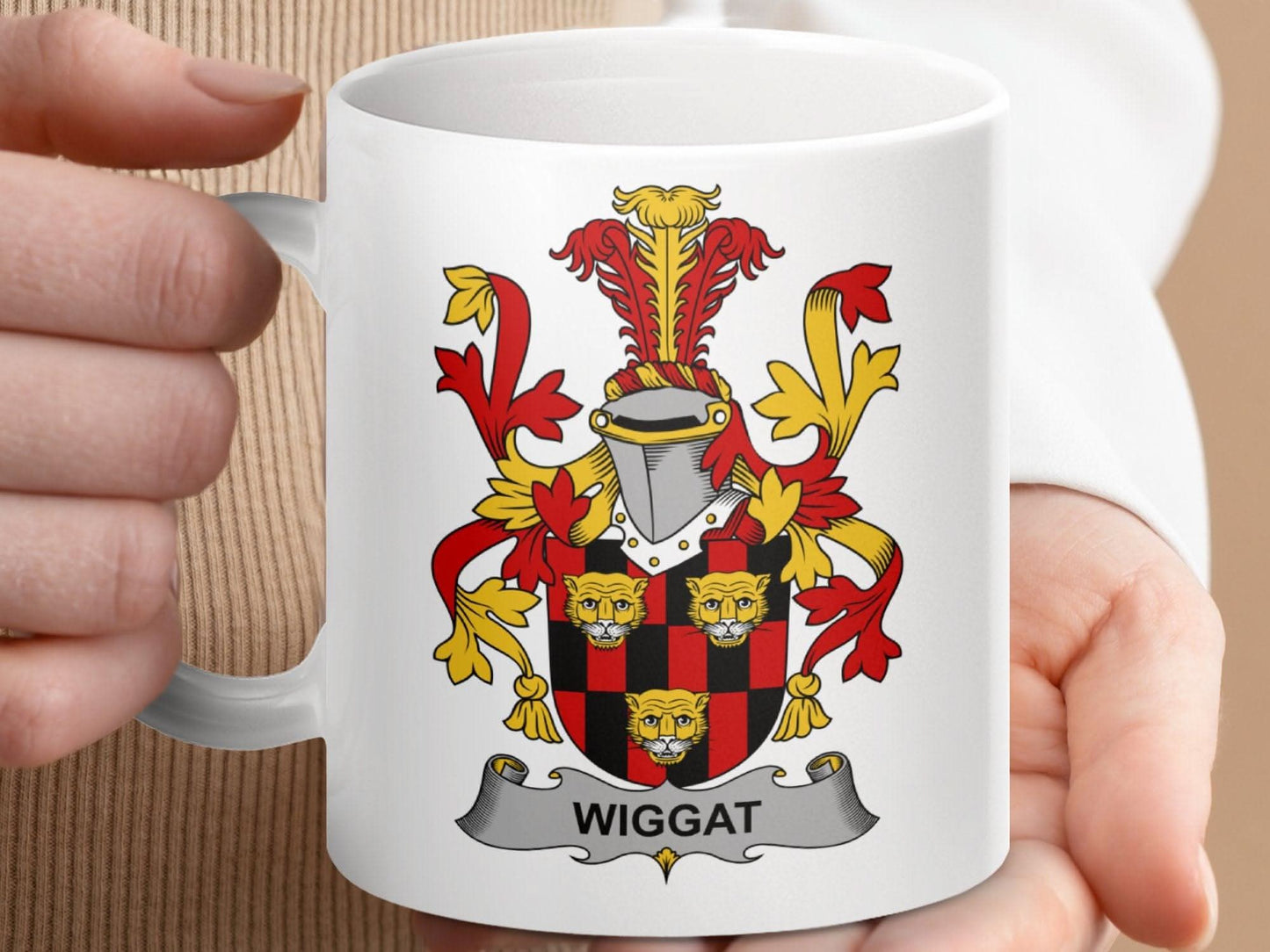 Wiggat Family Crest Coat of Arms Mug - Celtic Ancestry Gifts