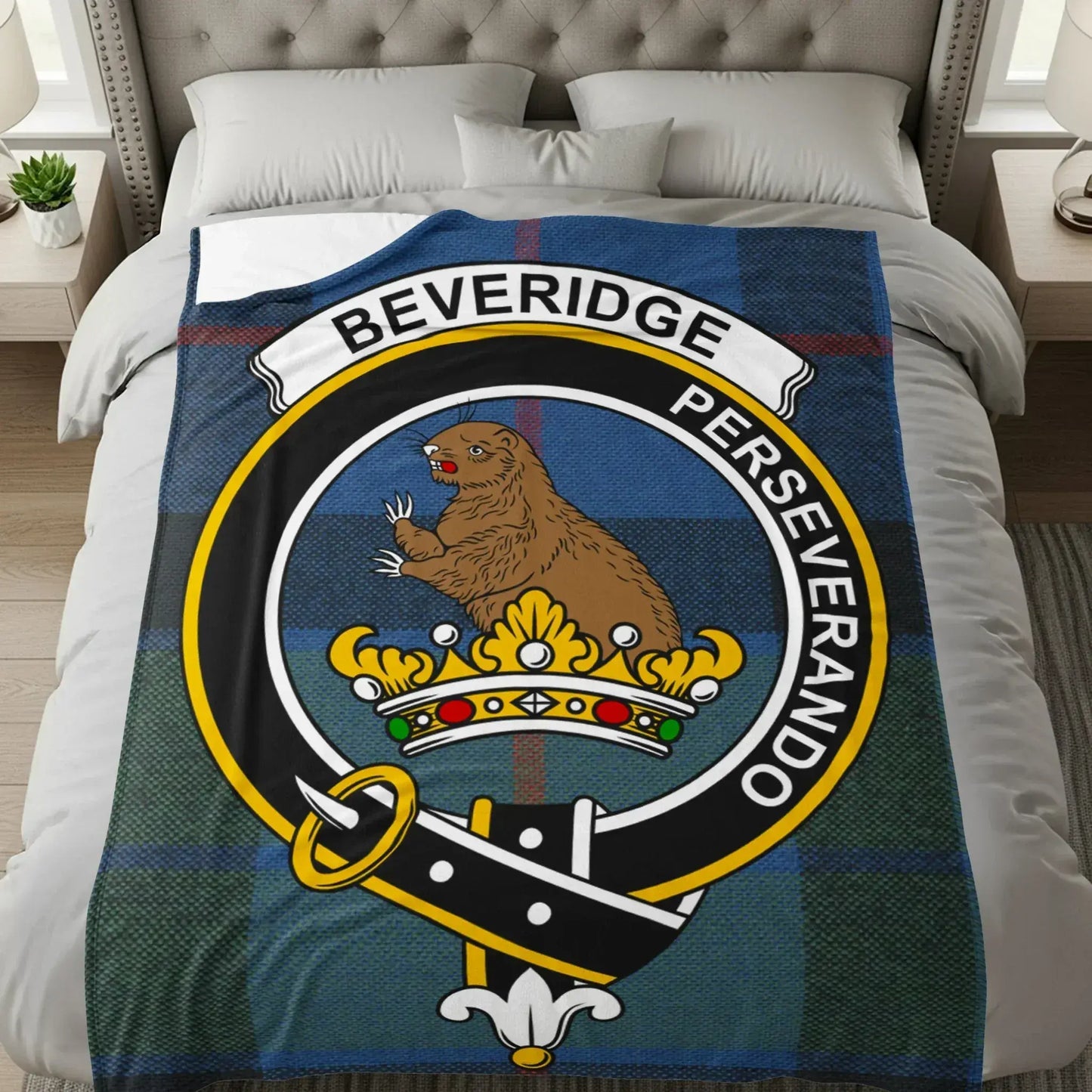 Beveridge Perseverando Emblem Design Throw Blanket