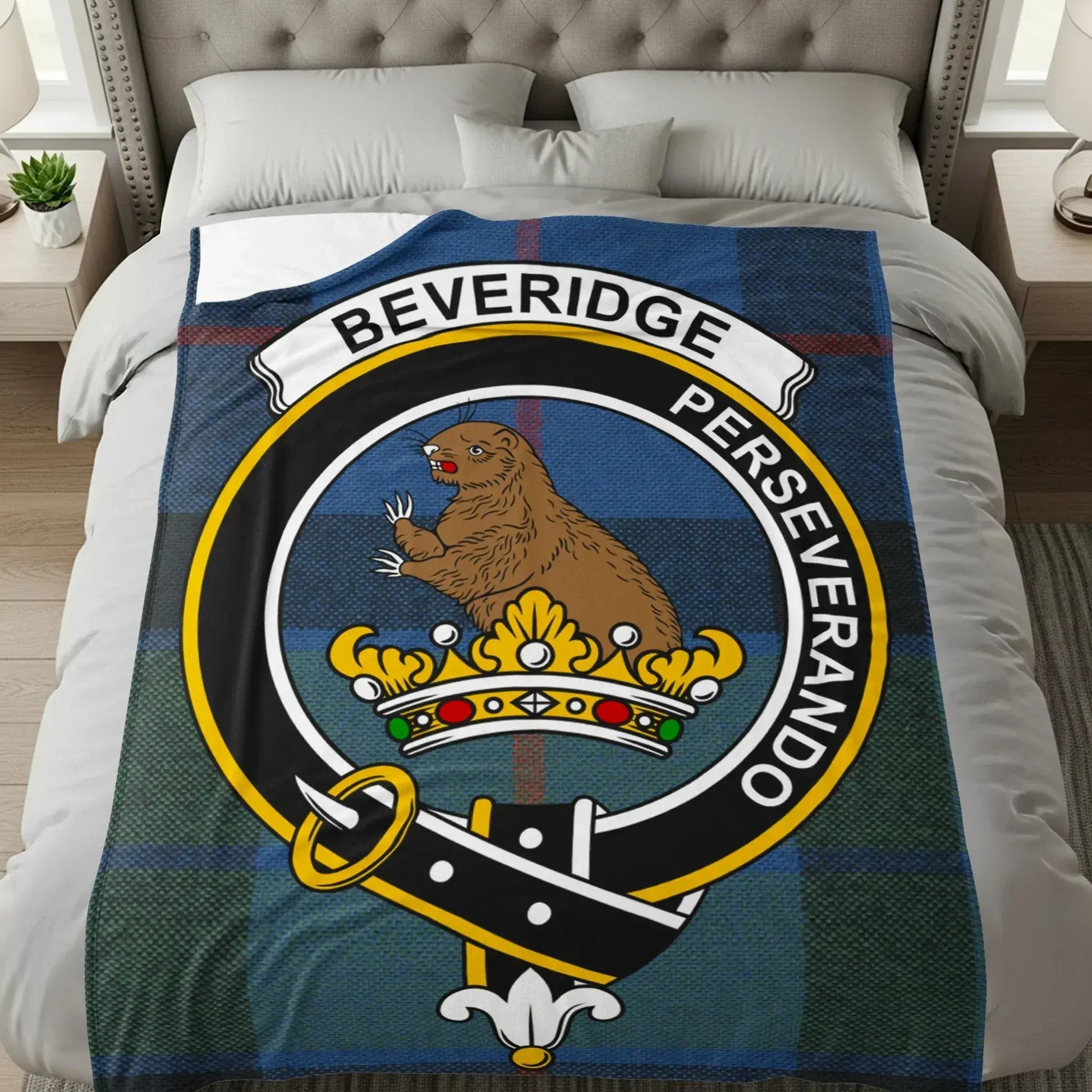 Beveridge Perseverando Emblem Design Throw Blanket