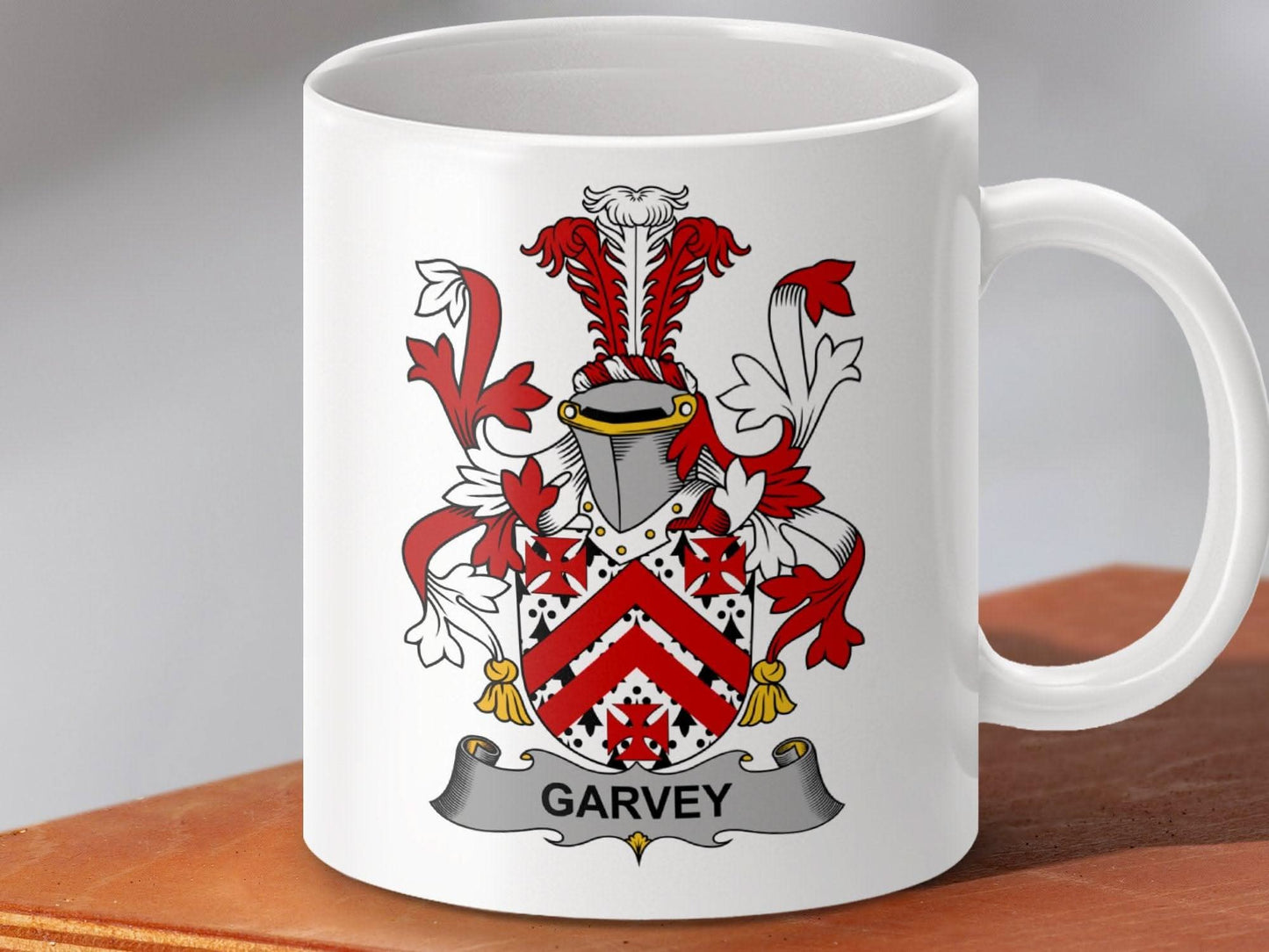Garvey Surname Irish Family Crest Mug - Celtic Ancestry Gifts