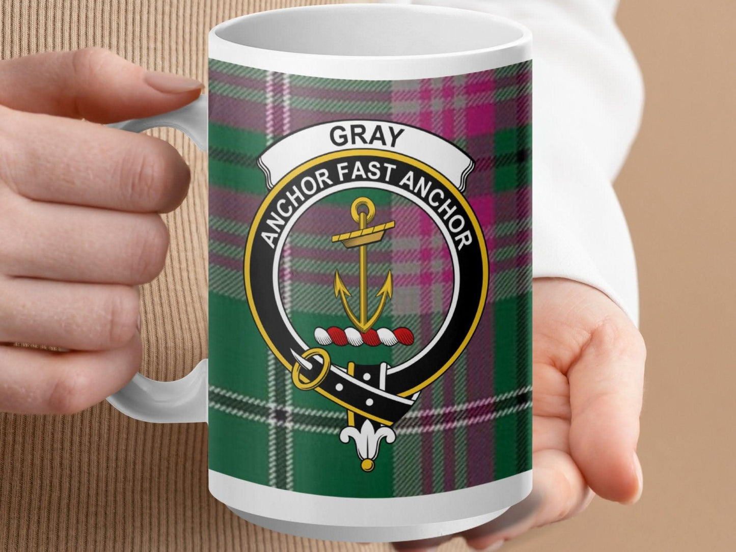 Anchor Fast Anchor Gray Plaid Design Mug product