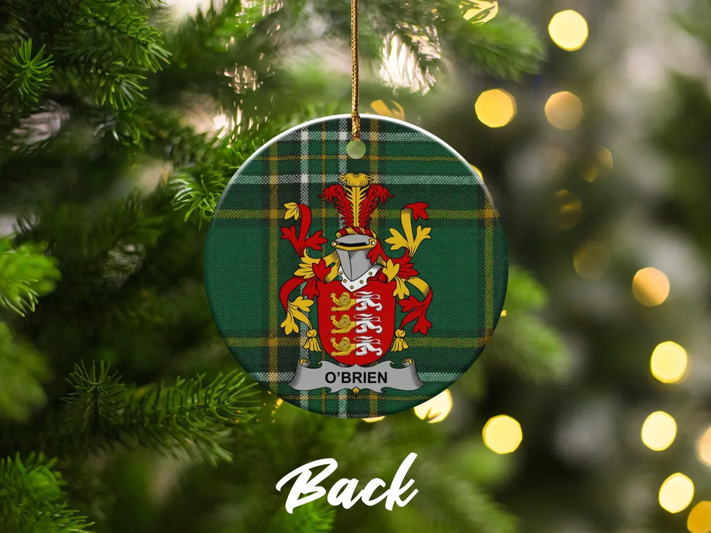 O'Brien Family Crest Plaid Christmas Ornament product type
