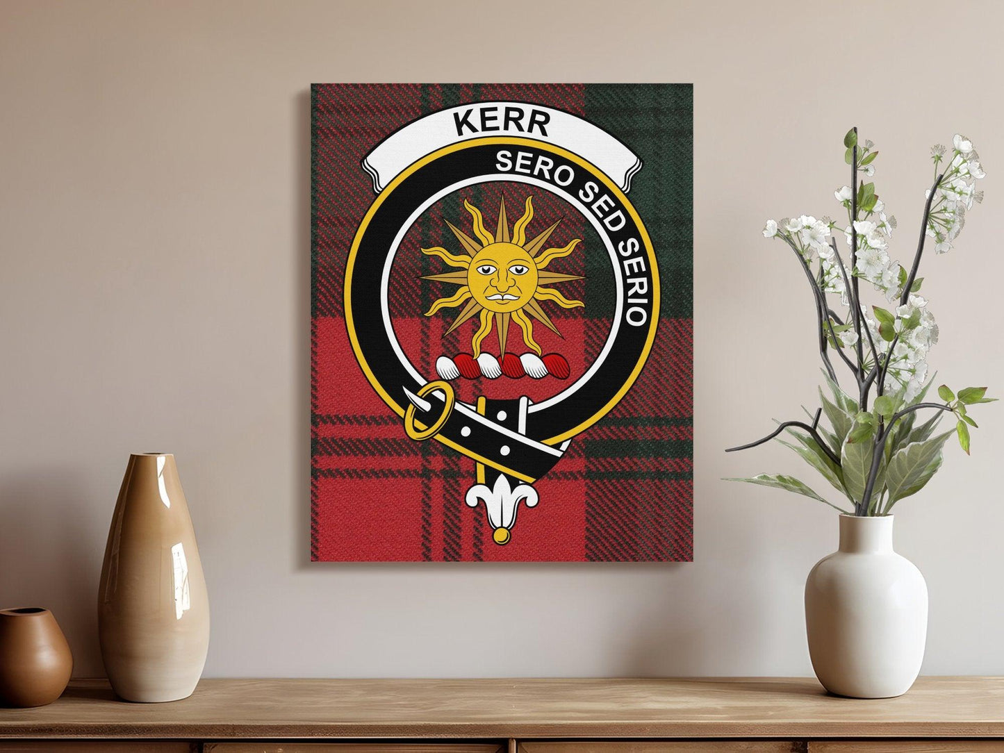 Vintage Scottish Clan Kerr Sero Sed Serio Crest product