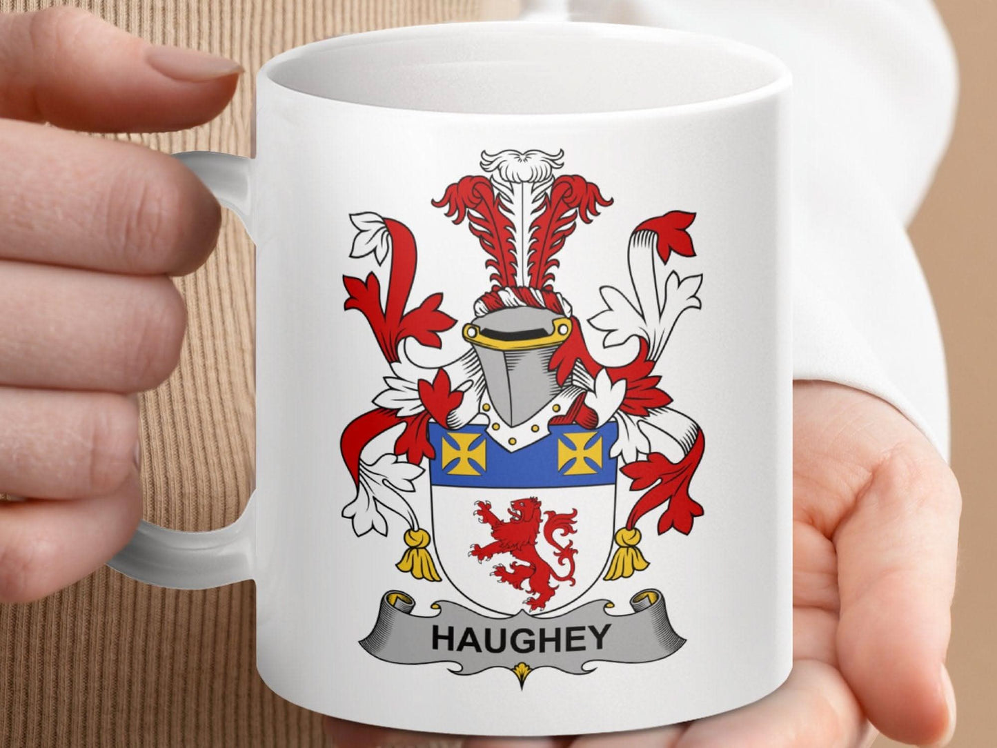 Haughey Surname Irish Family Crest Mug - Celtic Ancestry Gifts