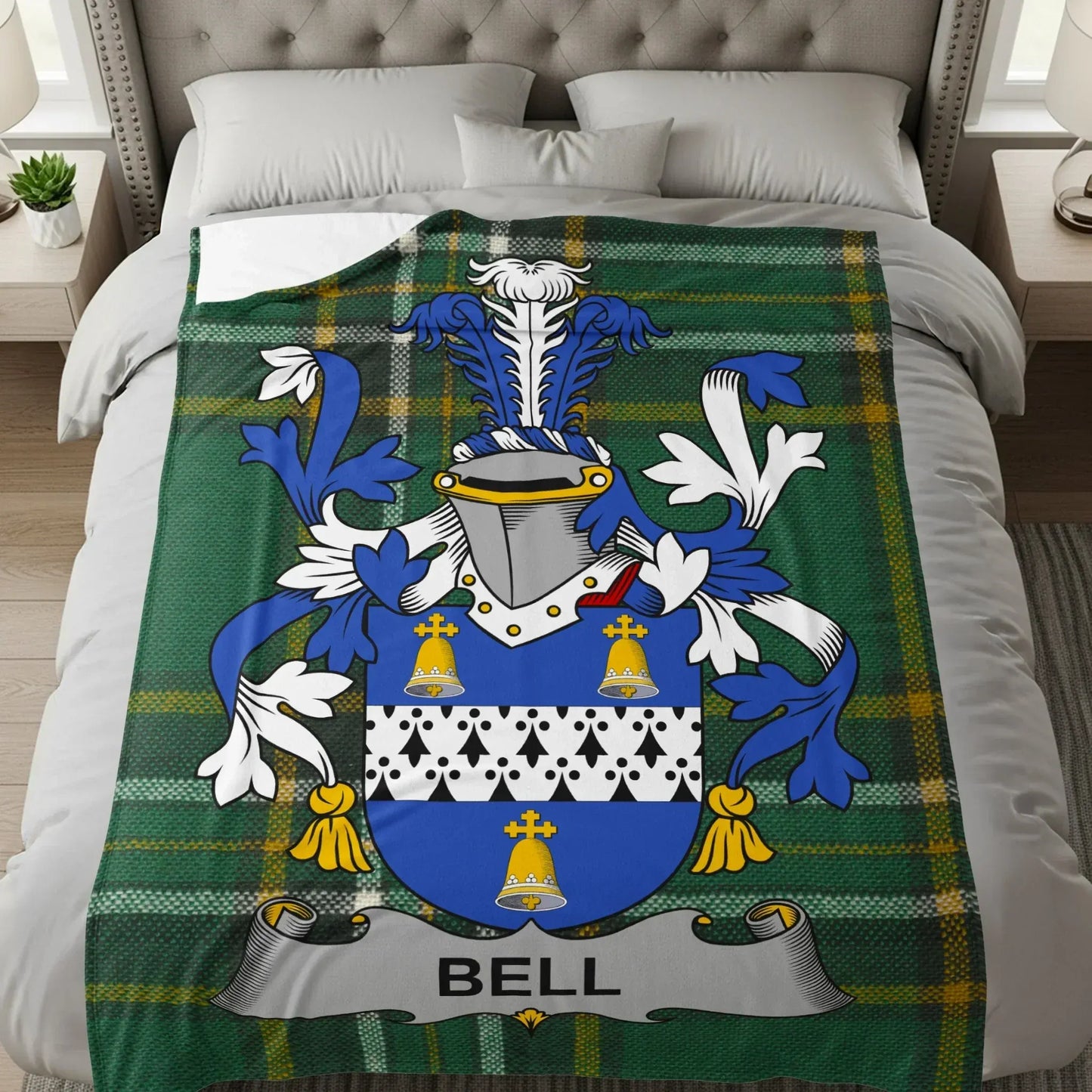 Custom Bell Family Crest Tartan Blanket product