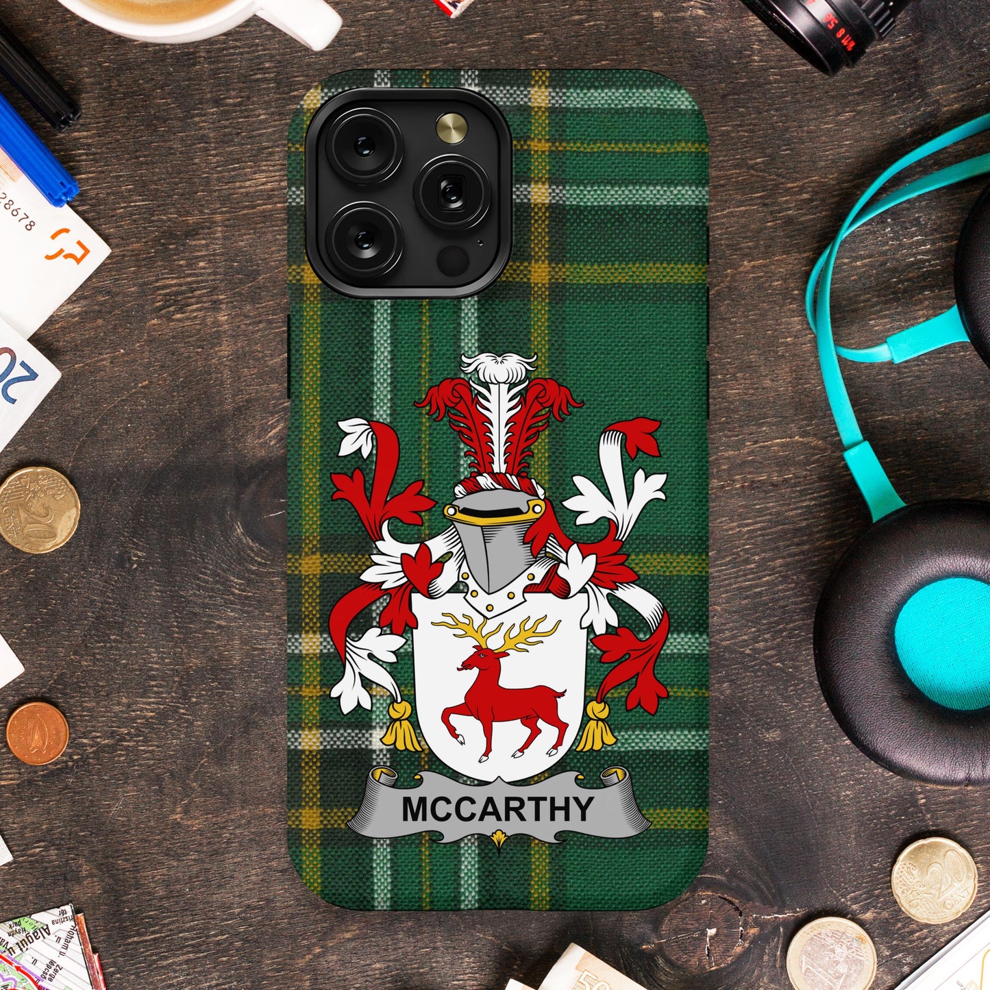 McCarthy Irish Surname Family Crest Cell phone cover - Celtic Ancestry Gifts