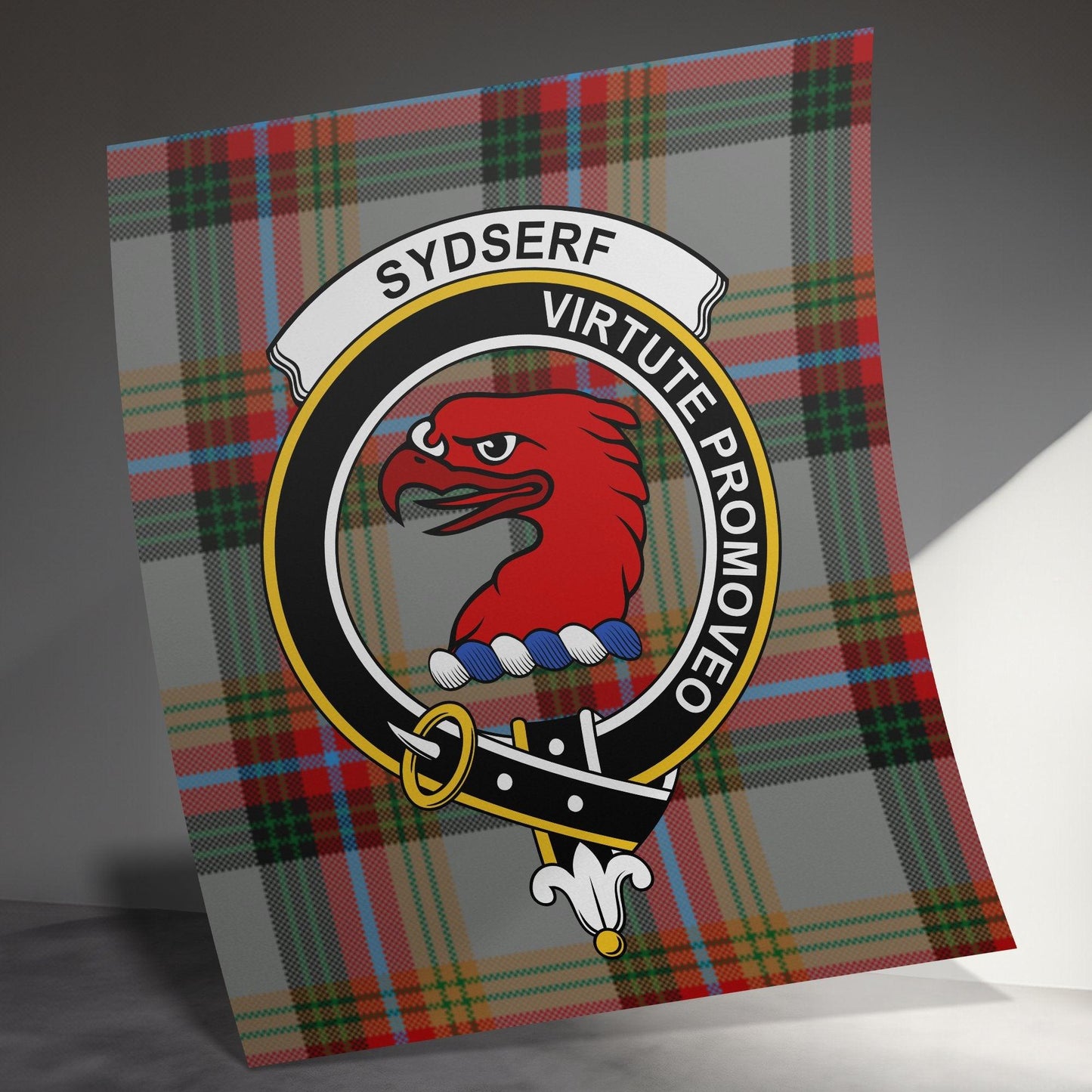 Sydserf Scottish Clan Crest Tartan Poster Canvas Wrap - Celtic Ancestry Gifts