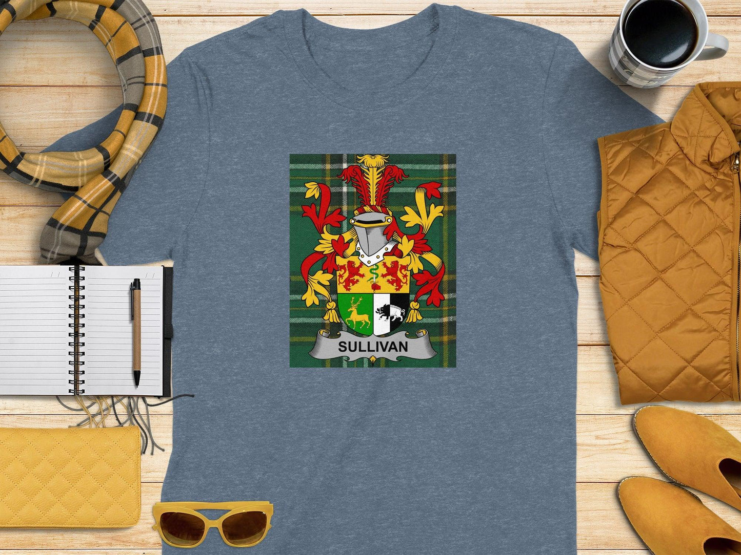 Sullivan Family Coat of Arms Tartan T-Shirt - Celtic Ancestry Gifts