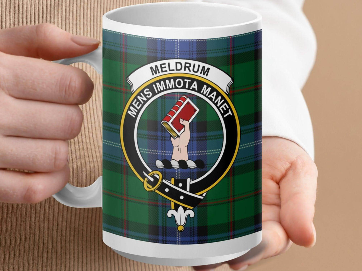 Scottish Clan Meldrum Crest Plaid Mug product type