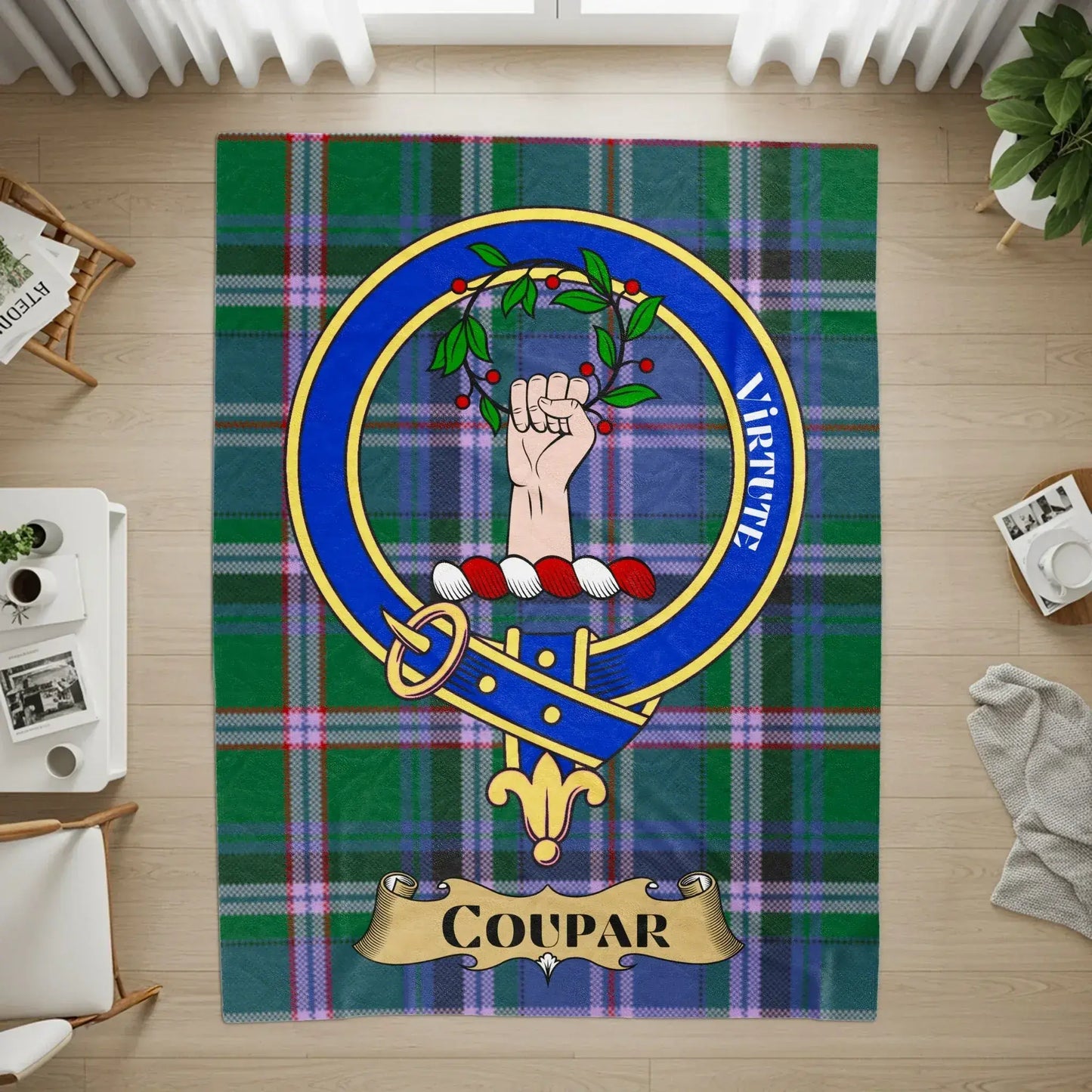 Coupar Tartan Virtuti Virtue Emblem Rug product