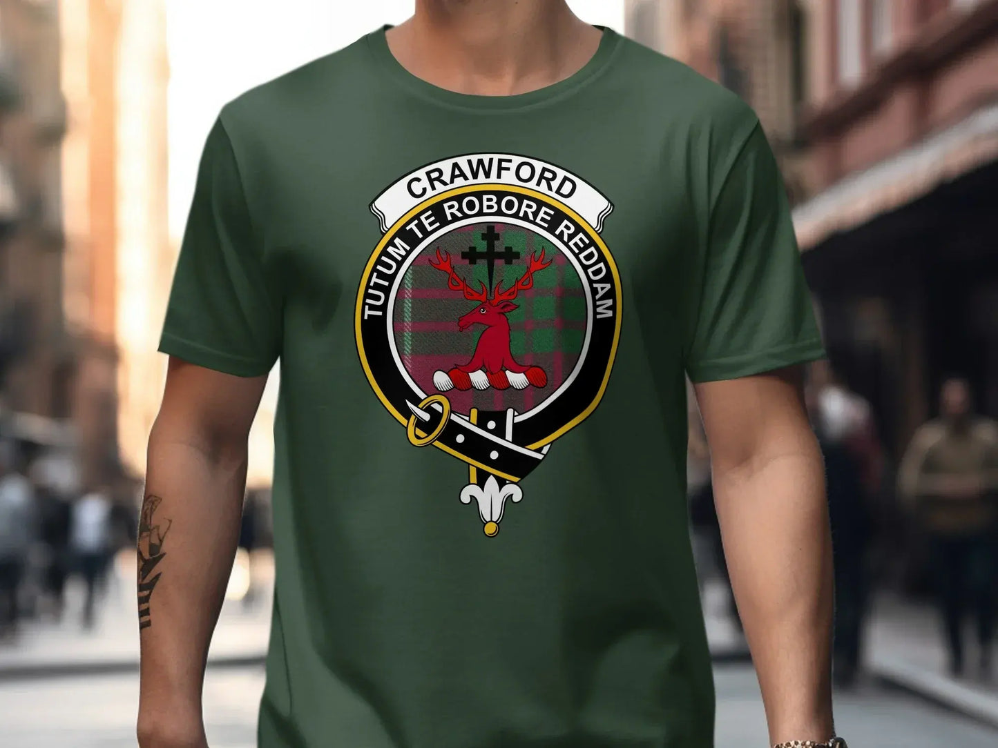 Crawford Clan Crest Green Casual Wear T-Shirt product