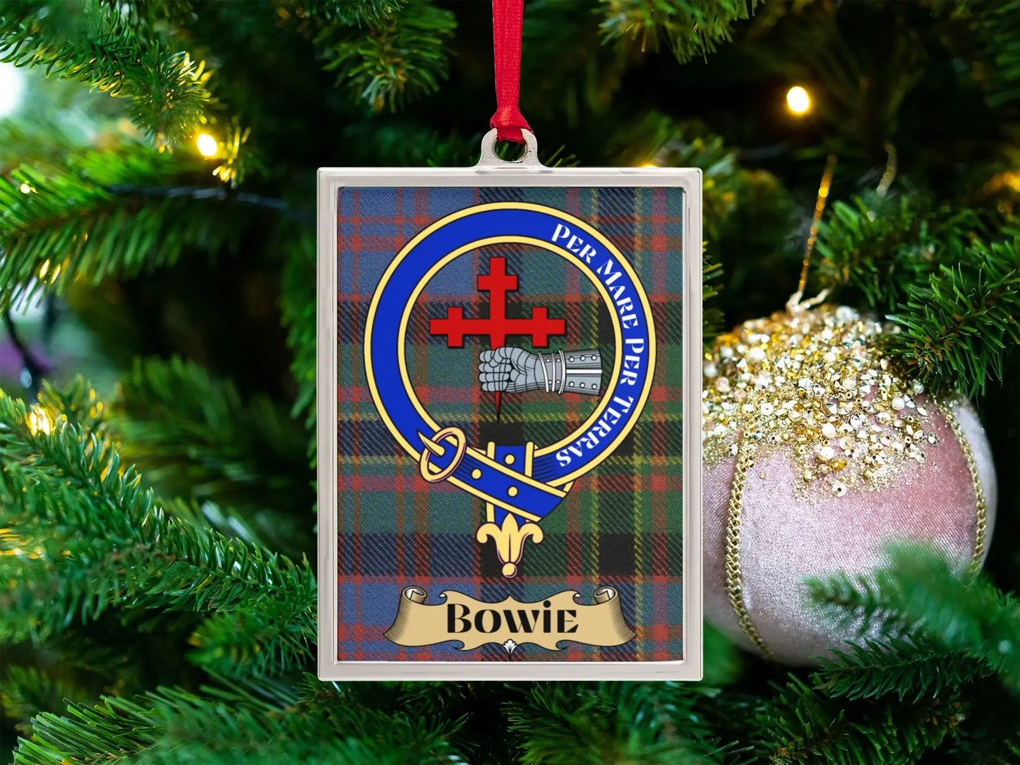 Scottish Tartan Family Crest Christmas Ornament product