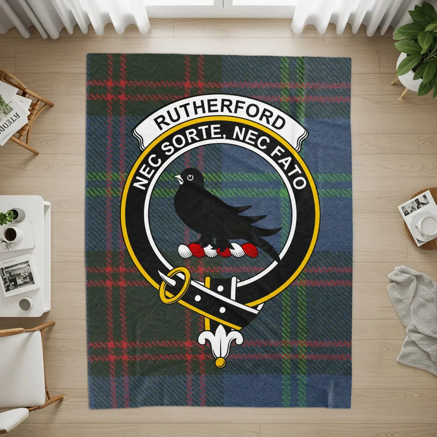 Rutherford Clan Crest Tartan Design Accent Rug product