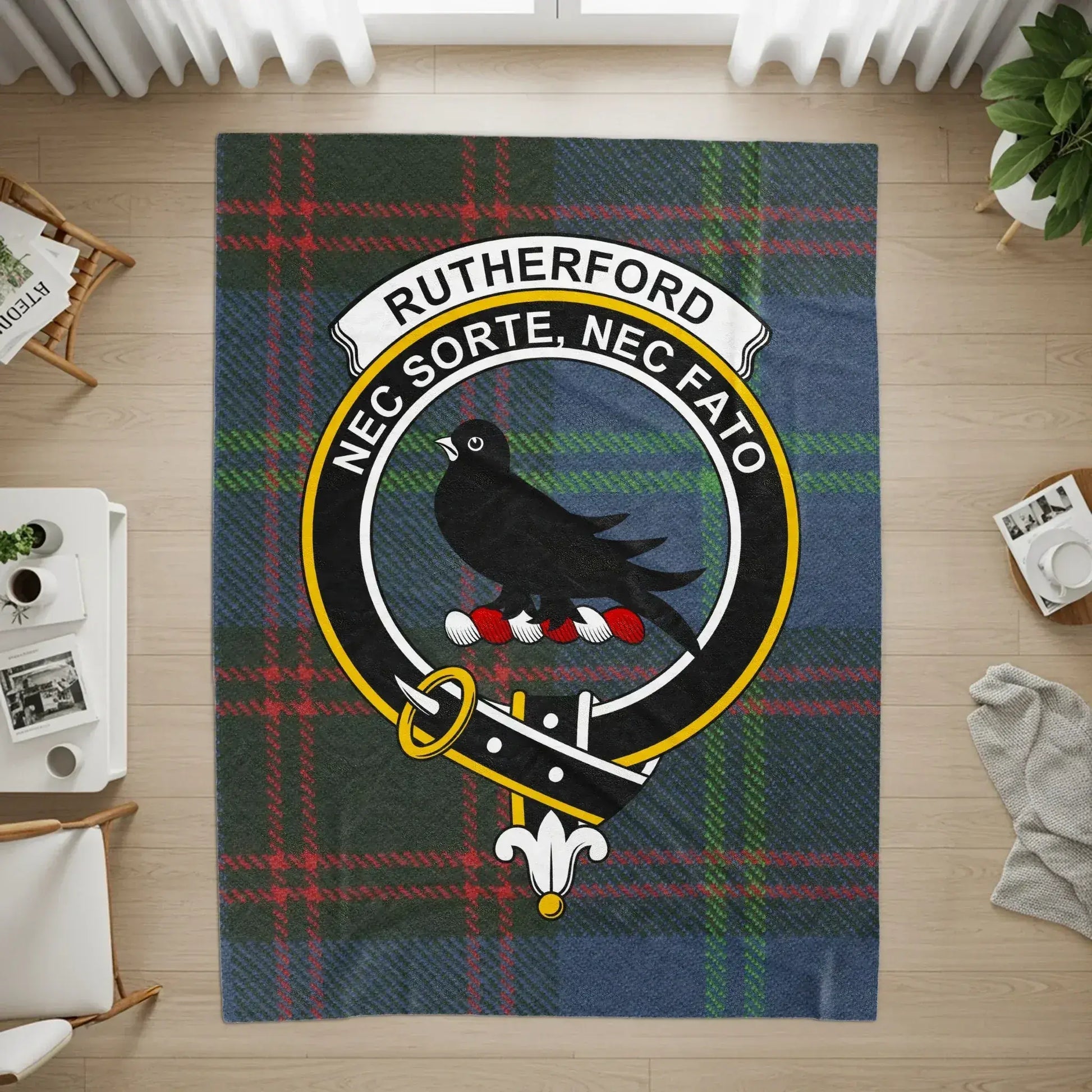 Rutherford Clan Crest Tartan Design Accent Rug product
