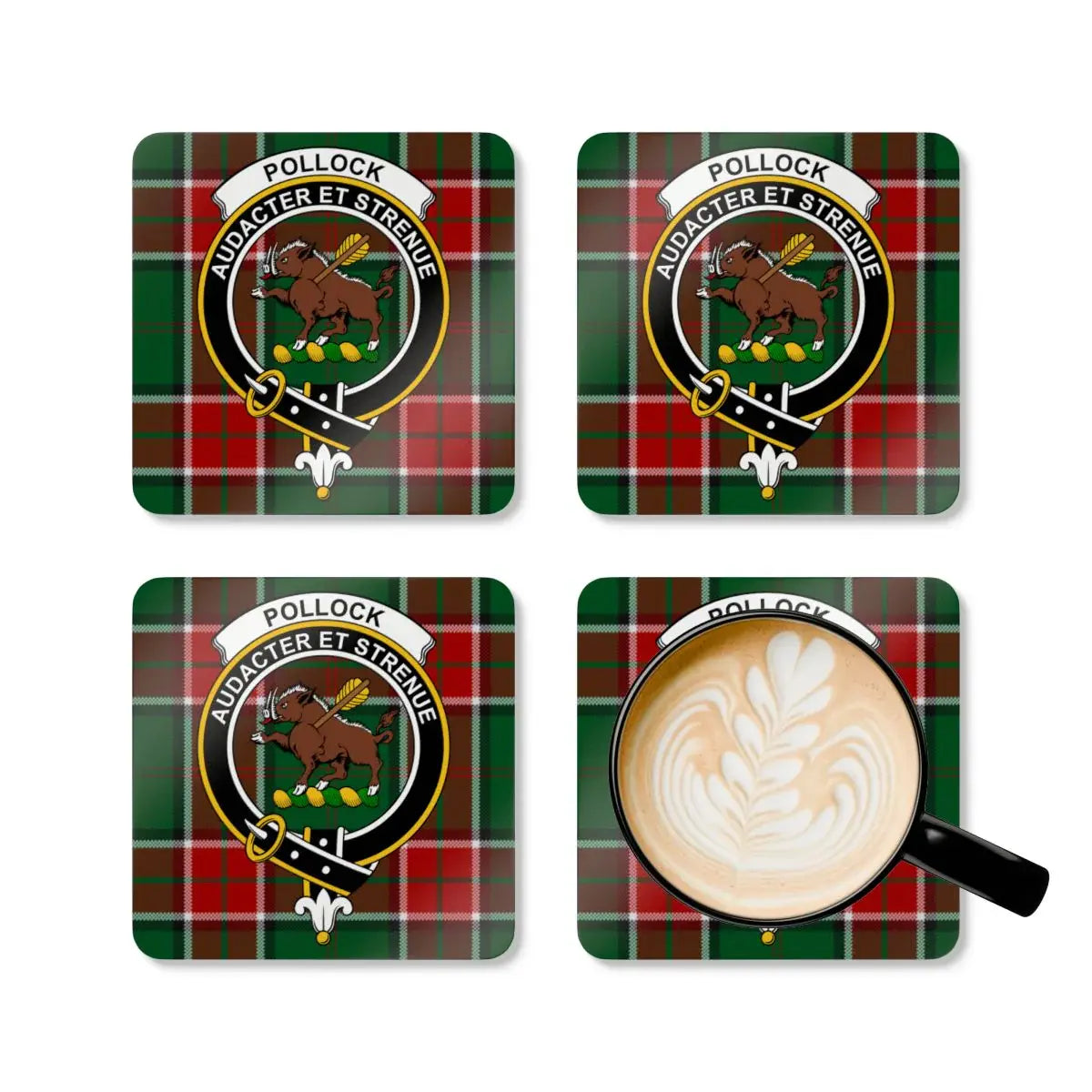 Pollock Audacter Et Strenue Clan Crest Coaster Set product type