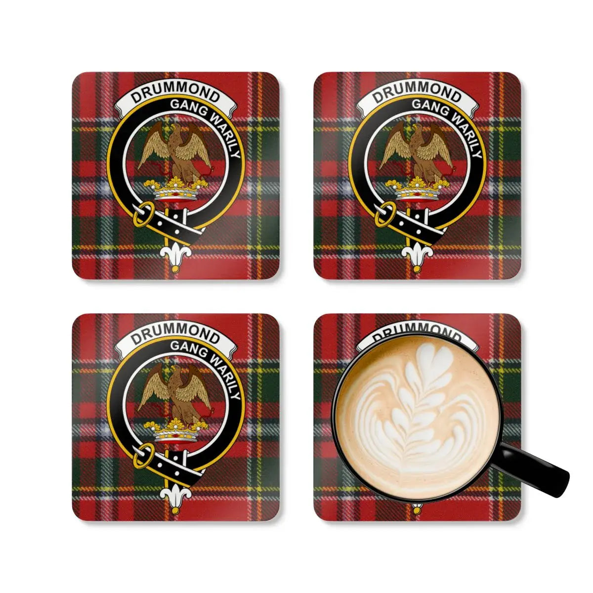 Drummond Gang Warily Crest Plaid Design Coasters product