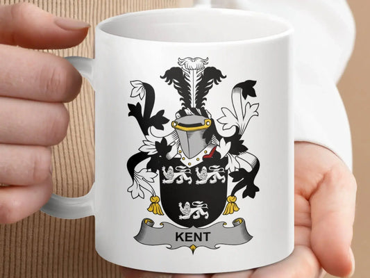 Kent Surname Family Lions Crest Unique Design Mug - Celtic Ancestry Gifts