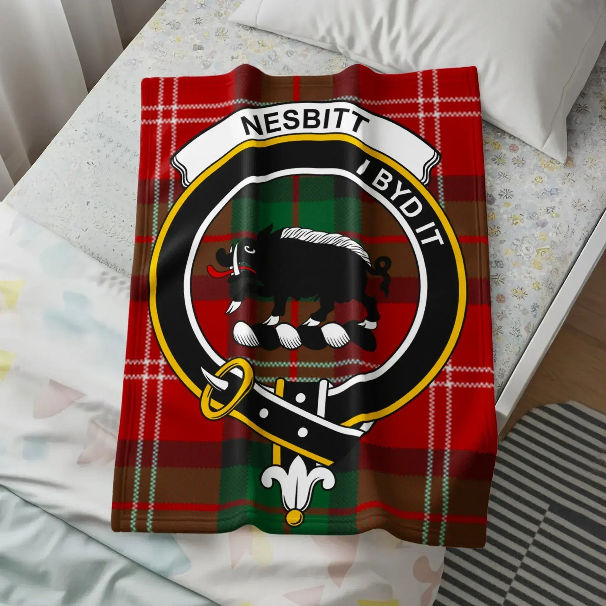 Nesbitt I Byd It Tartan Clan Crest Blanket product
