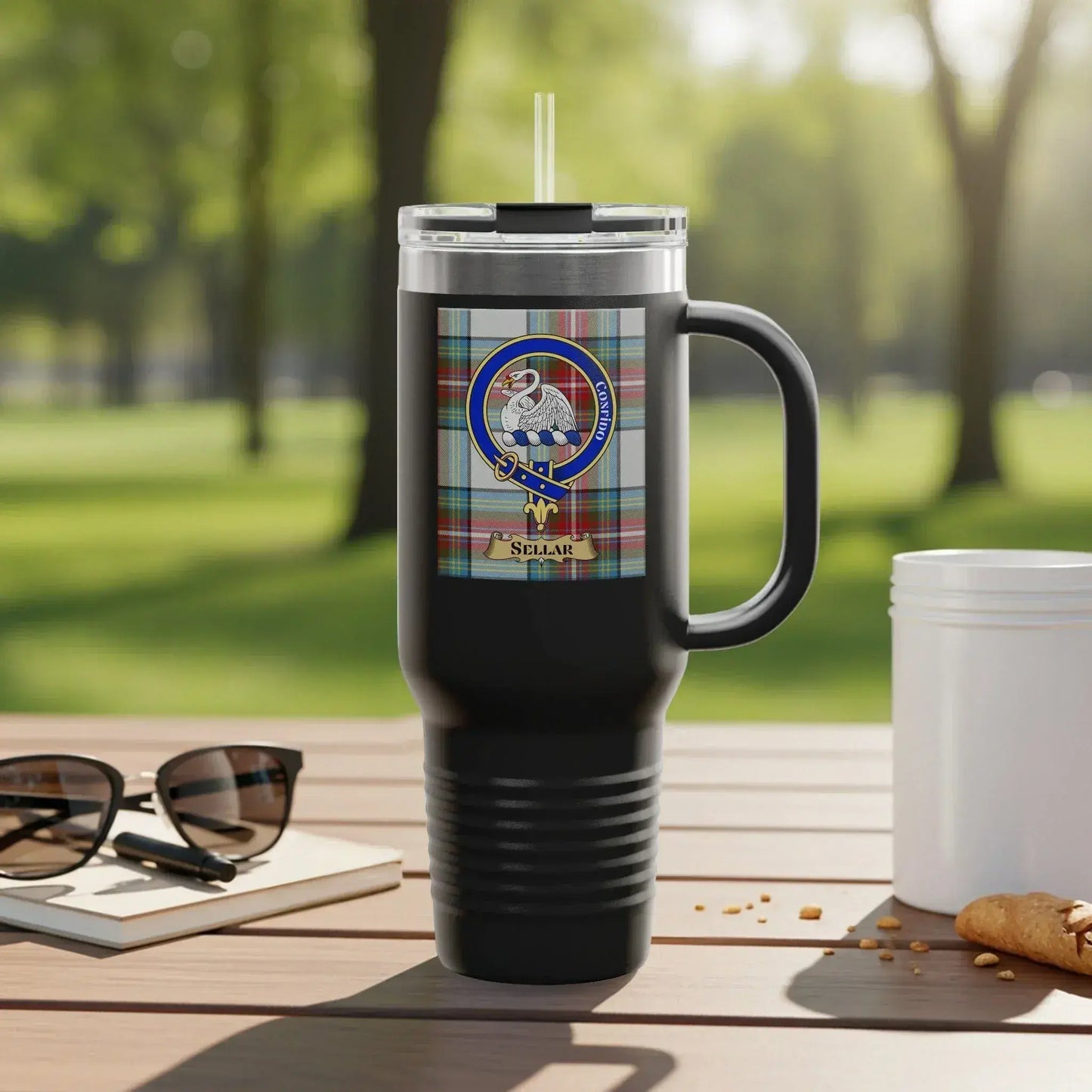 Patriotic Crest Travel Mug for Unique Drinkware Product