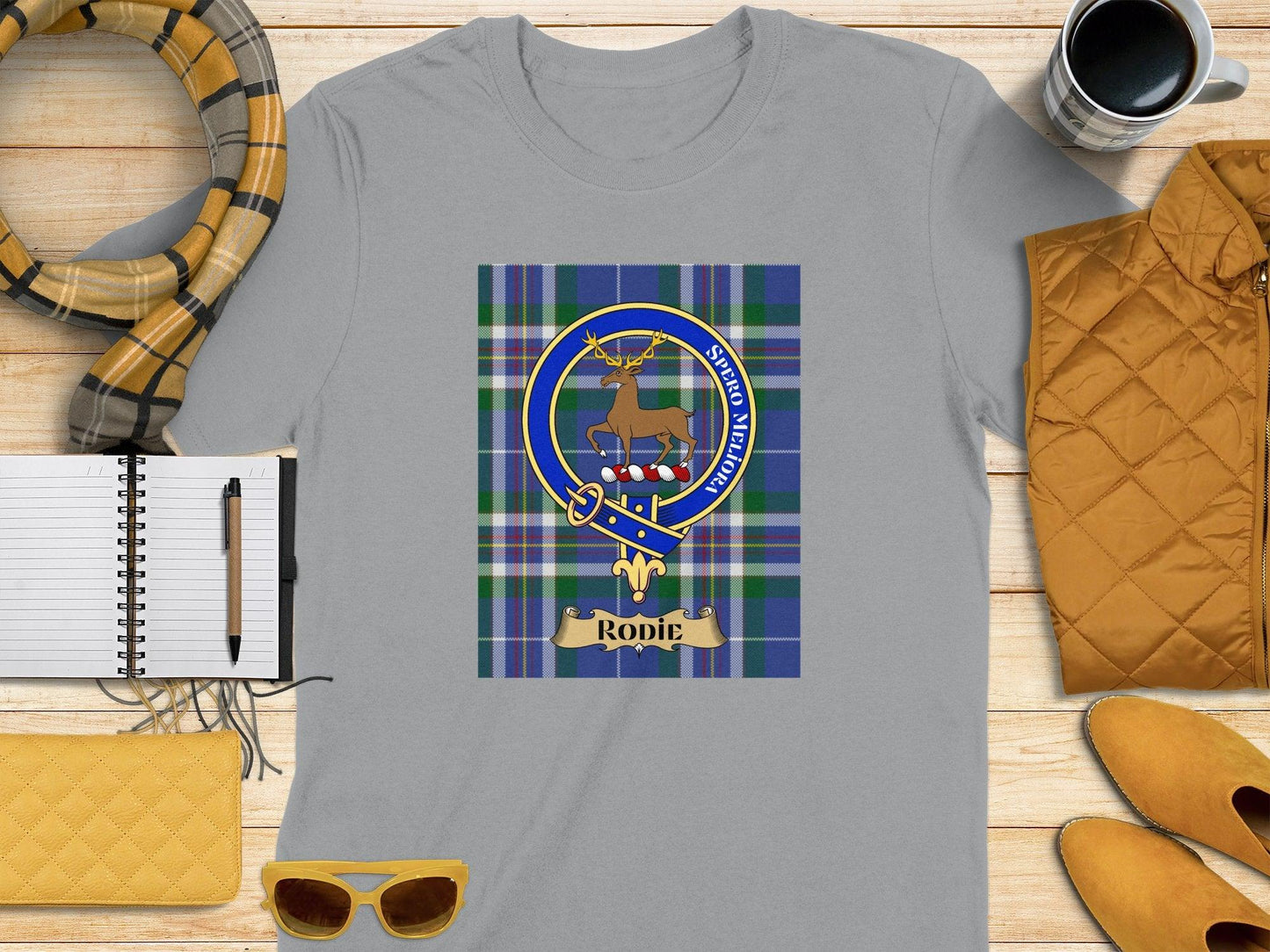 Rodie Clan Crest Scottish Tartan T-Shirt - Celtic Ancestry Gifts