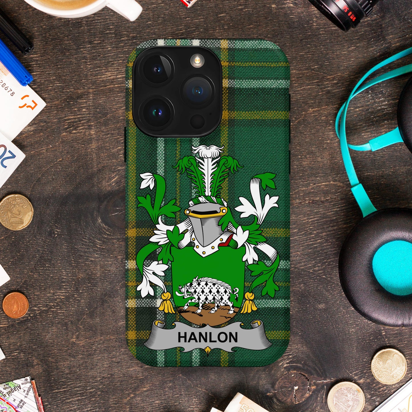 Hanlon Family Crest Green Plaid Phone Case product type