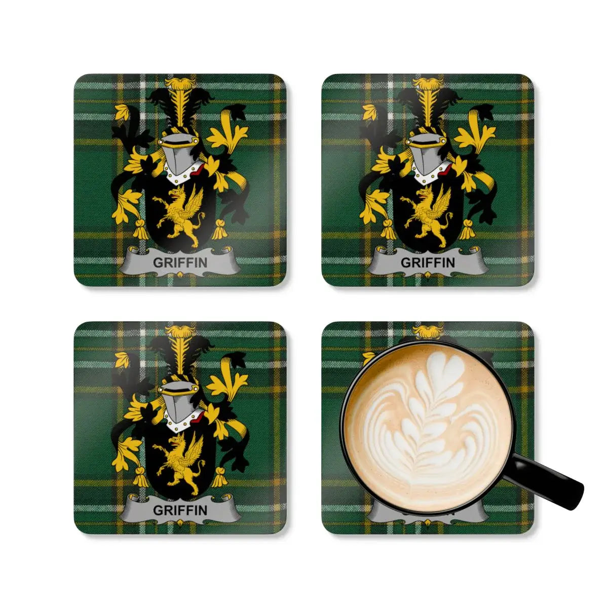 Personalized Family Crest Coasters Set Griffin product type