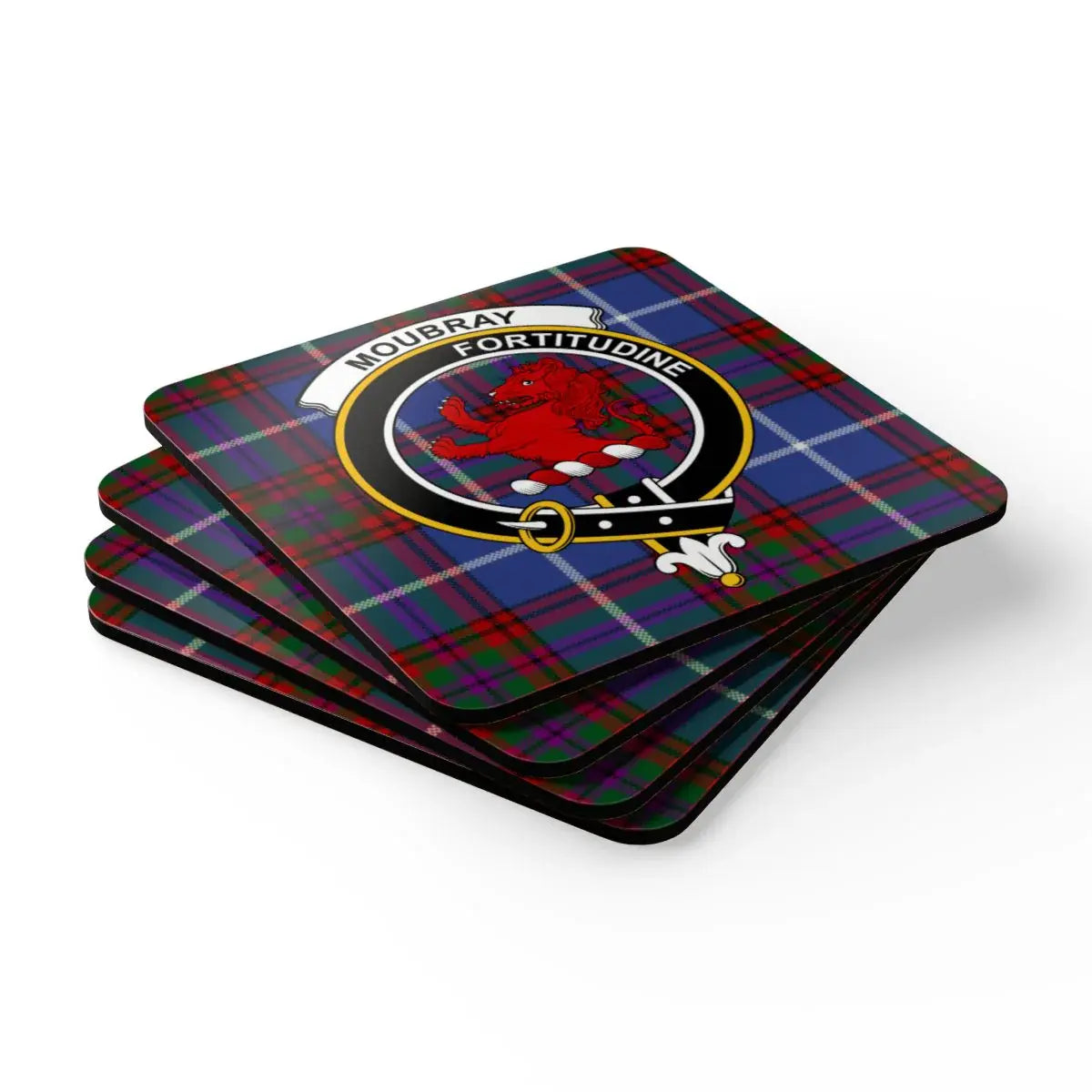 Moubray Family Crest Tartan Pattern Coasters product type
