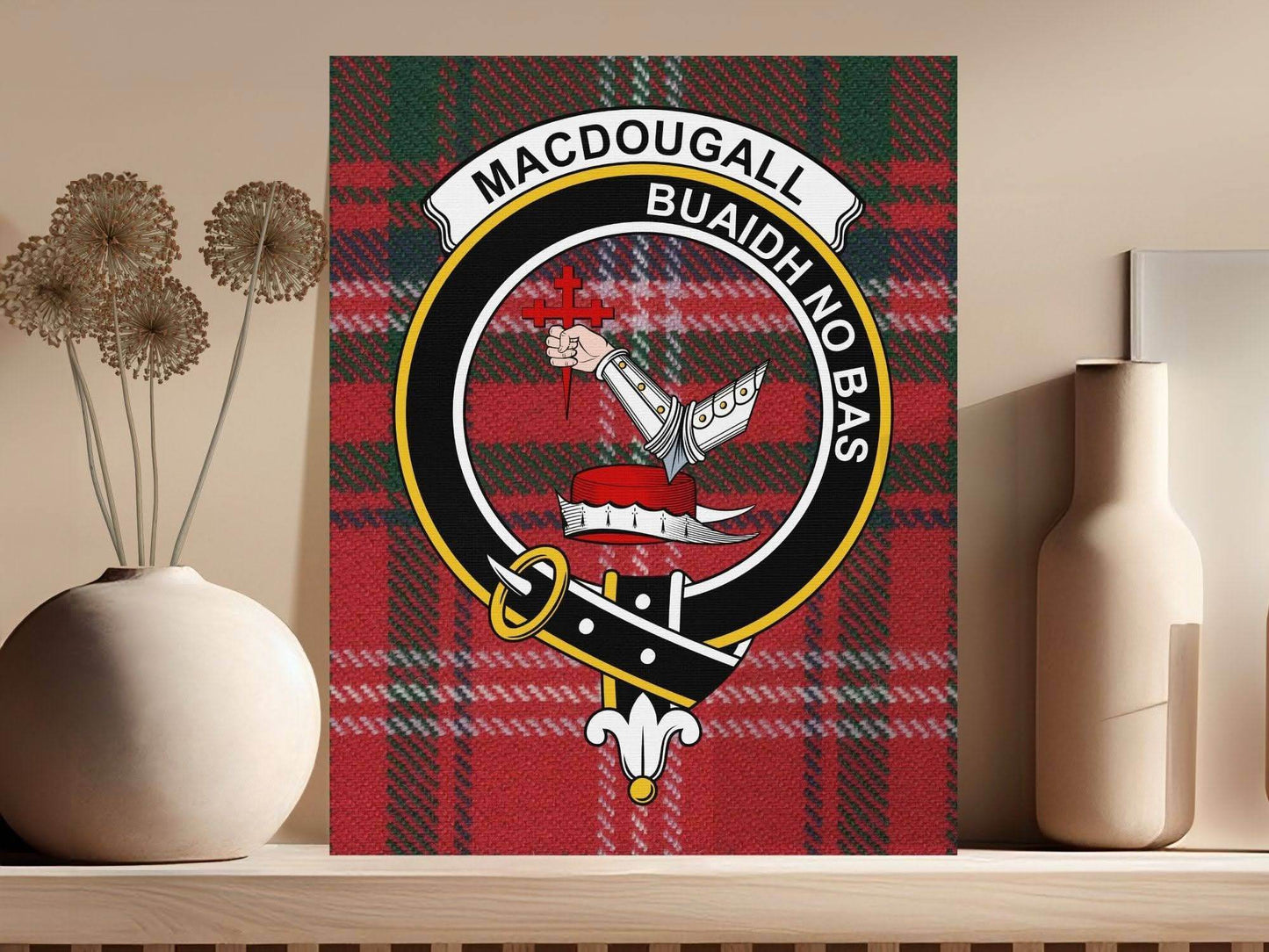 MacDougall Scottish Tartan Crest Canvas - Celtic Ancestry Gifts