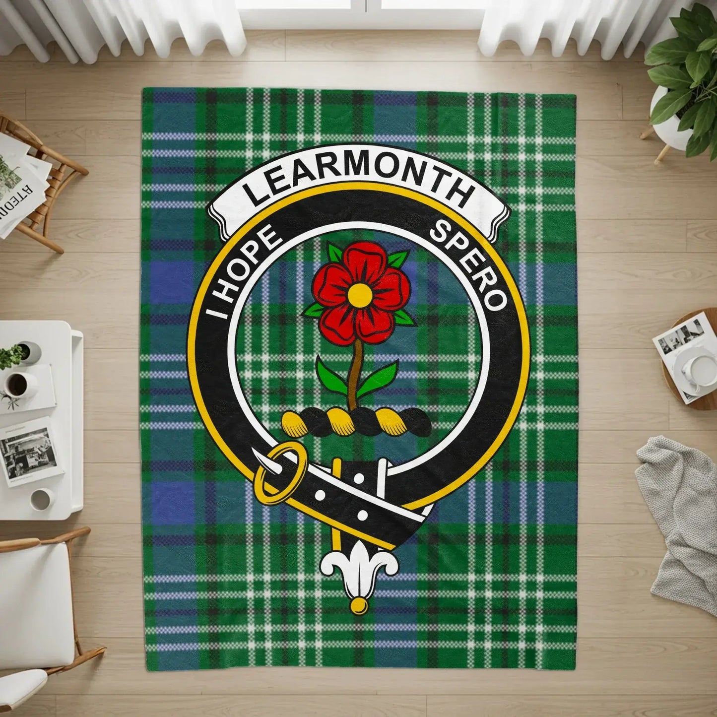 Learmonth Crest Hope Spero Green Blue Tartan Rug product