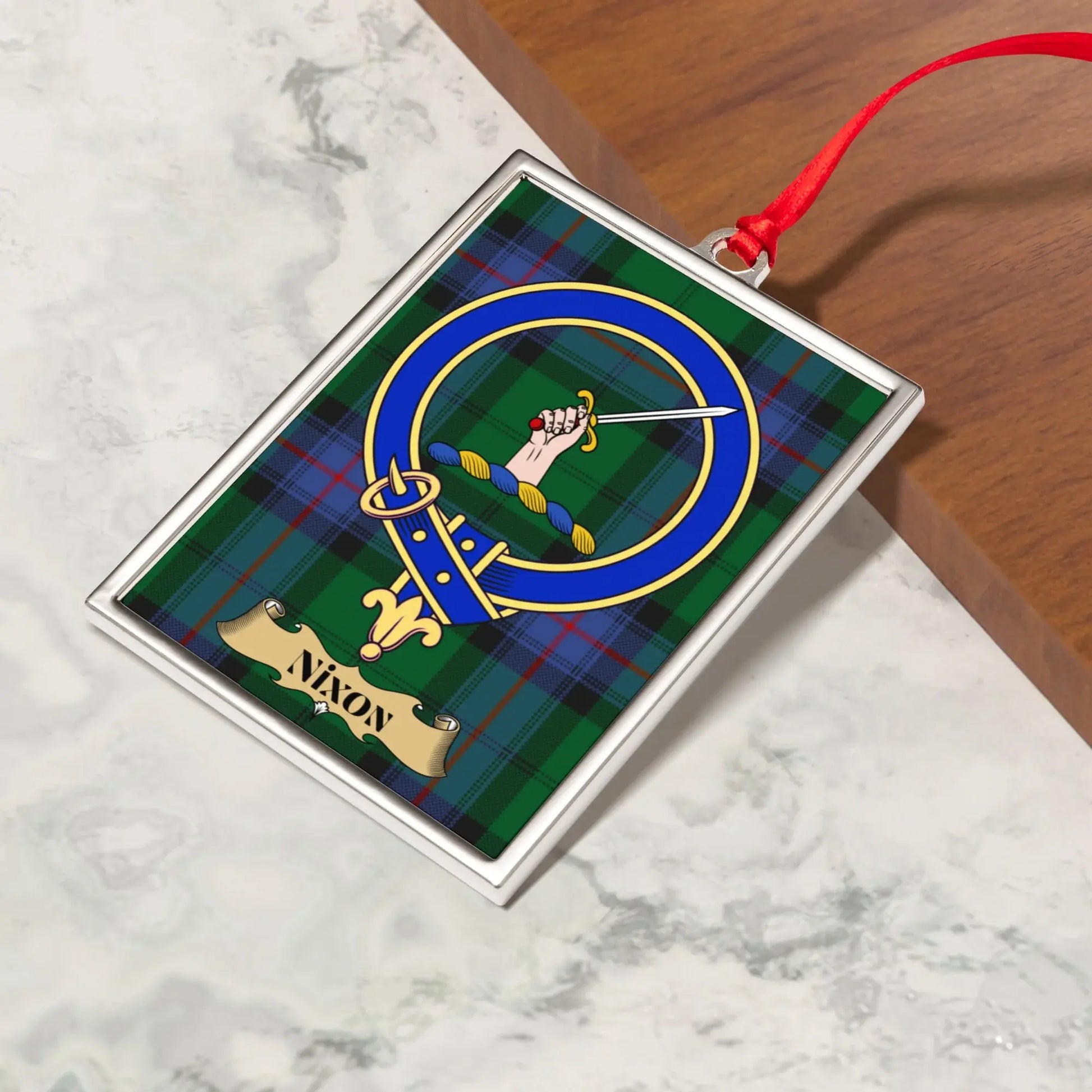 Scottish Clan Crest with Tartan Pattern Hanging product
