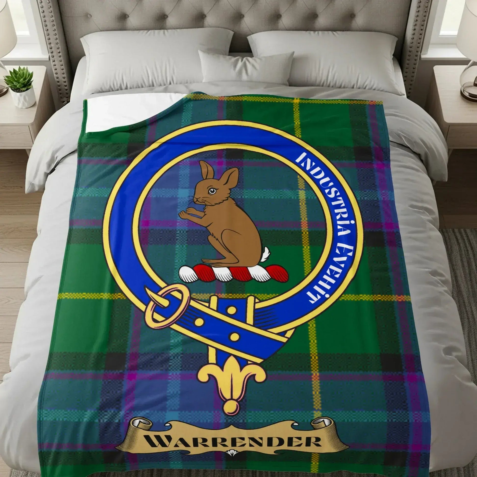 Warrender Clan Crest Tartan Blanket unique product