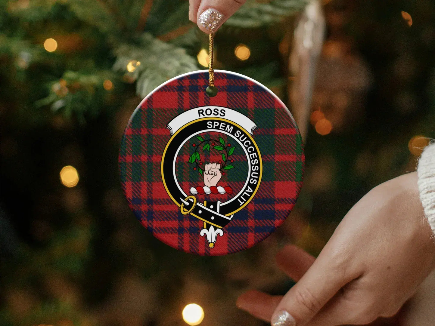 Ross Family Crest Plaid Holiday Ornament product