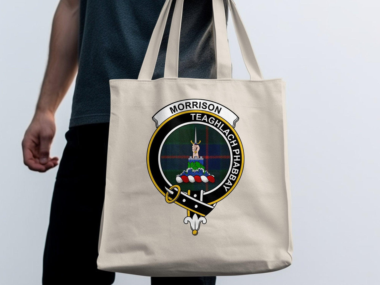 Morrison Scottish Clan Crest Tote Bags - Celtic Ancestry Gifts