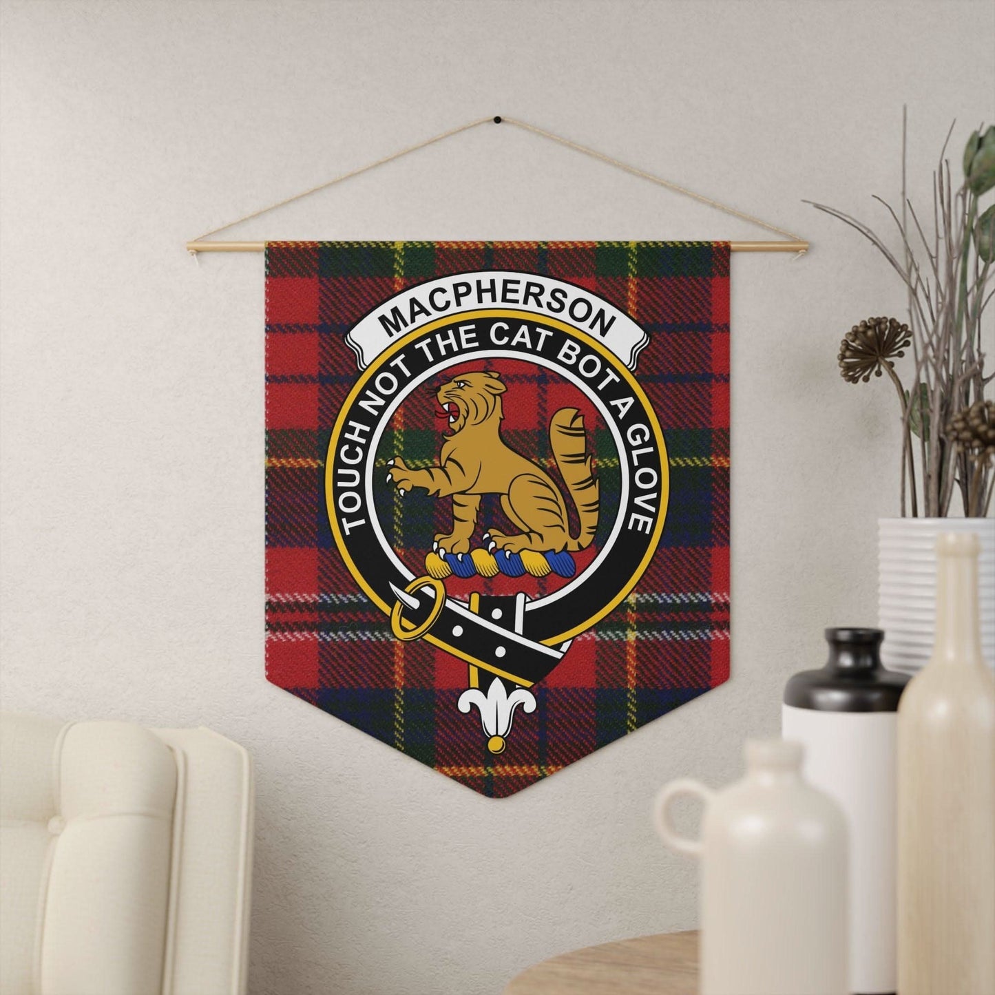 Macpherson Clan Scottish Tartan Wall Pennant - Celtic Ancestry Gifts