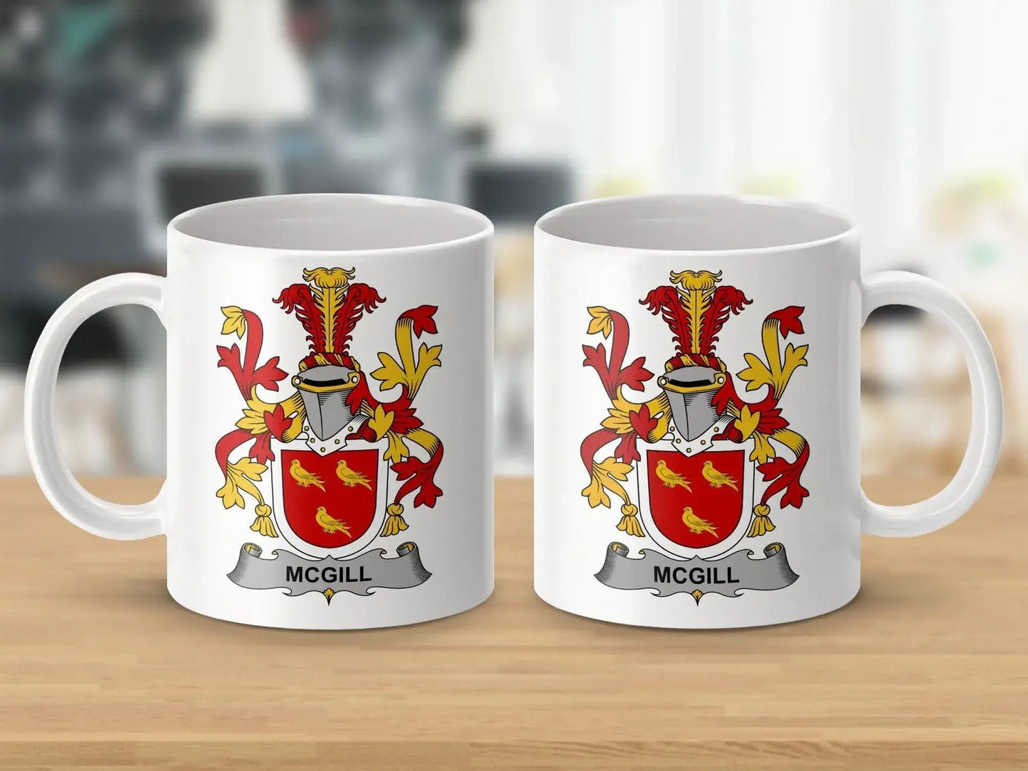 McGill Family Crest Coat of Arms Emblem Mug - Celtic Ancestry Gifts