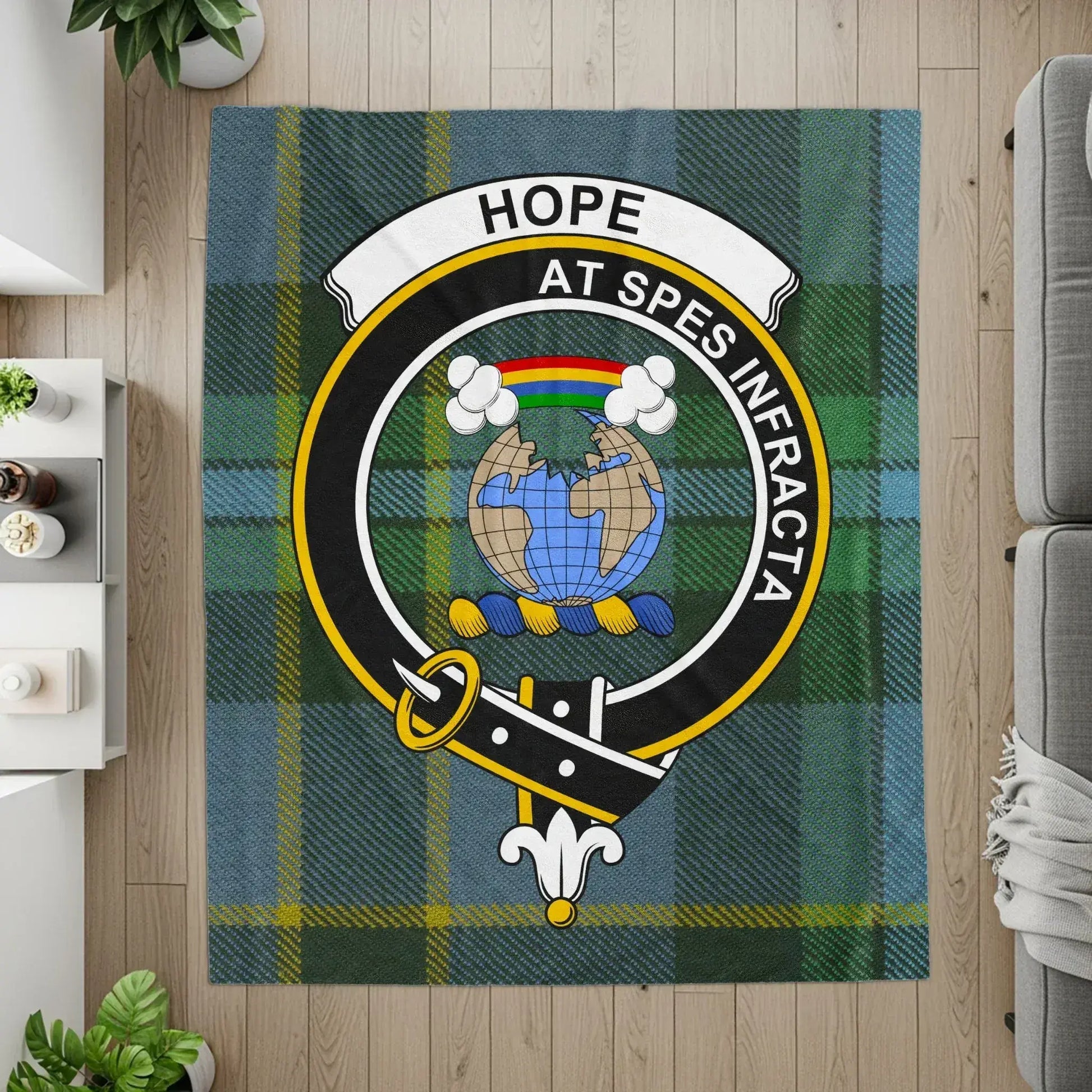 Hope and Spes Infracta Emblem on Plaid Rug product type